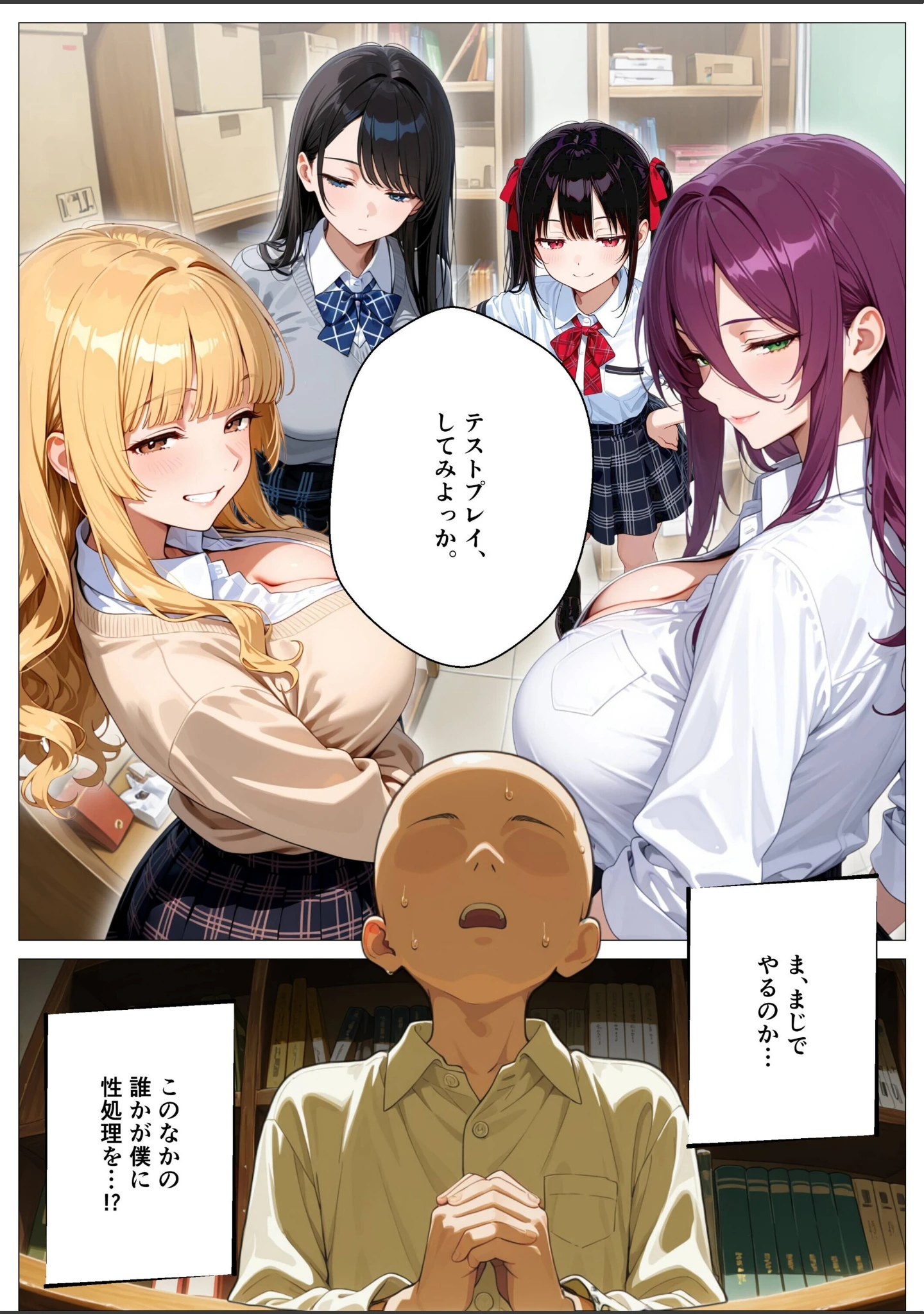 「モブの俺、茶道部を占領され、一軍ギャル4人組の罰ゲーム対象になった話【モザイク版】」（オナット製造） 試し読み 14ページ目