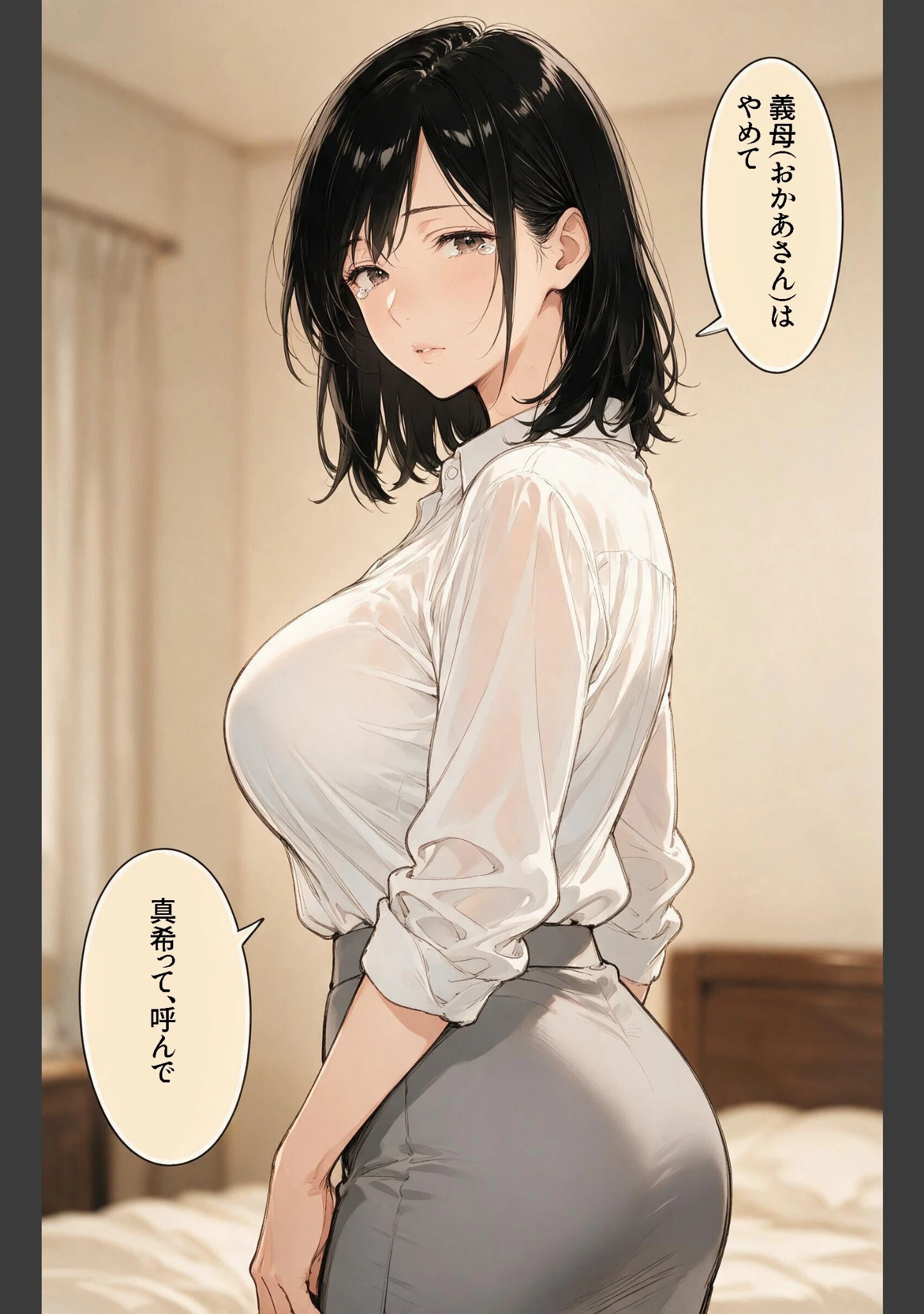 「淡白だと思ってたおっぱいの大きい義母と炬燵で足が触れたら中出しHさせてくれた話【モザイク版】（単話）」（藤白すずり） 試し読み 12ページ目
