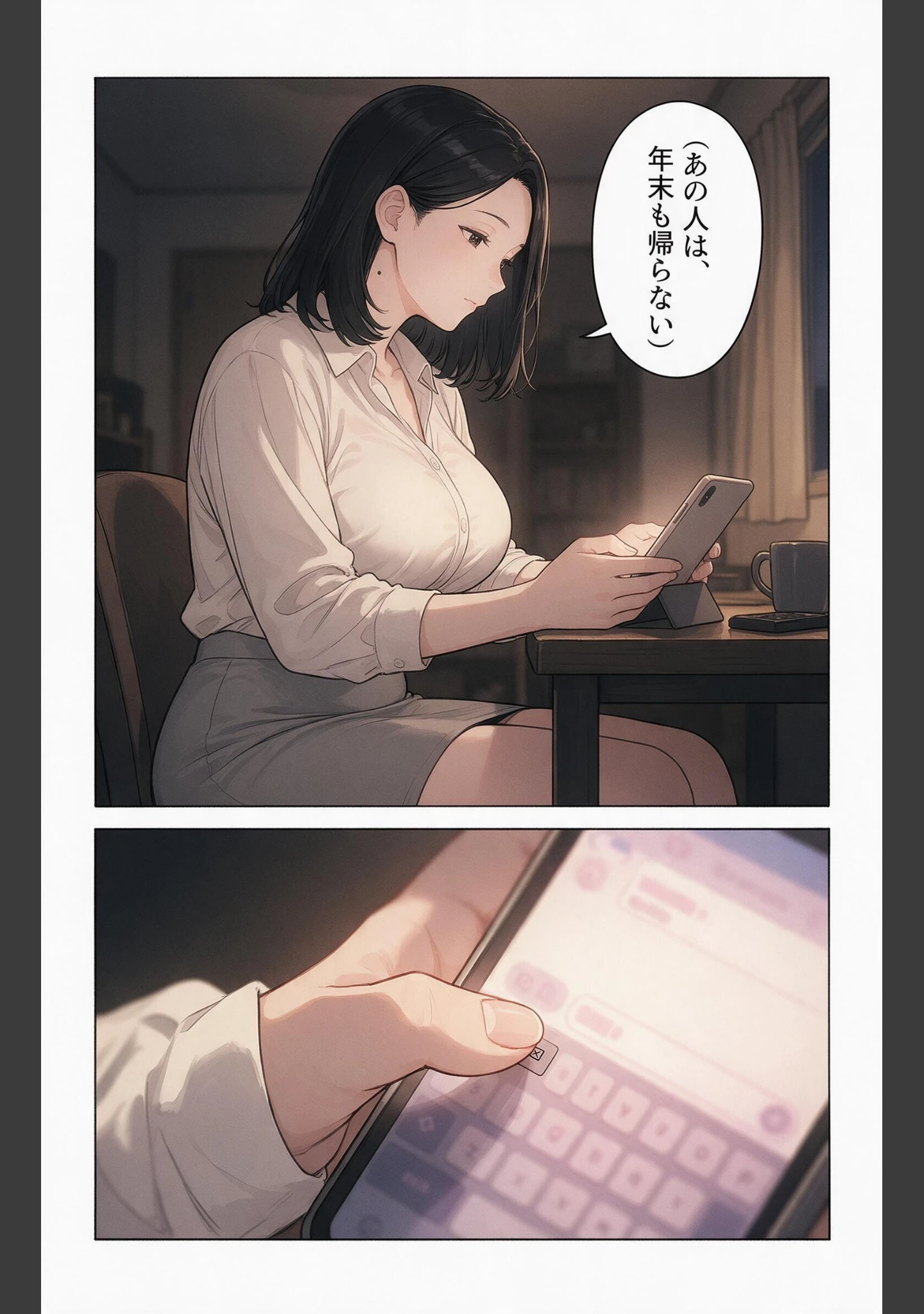 「淡白だと思ってたおっぱいの大きい義母と炬燵で足が触れたら中出しHさせてくれた話【モザイク版】（単話）」（藤白すずり） 試し読み 3ページ目