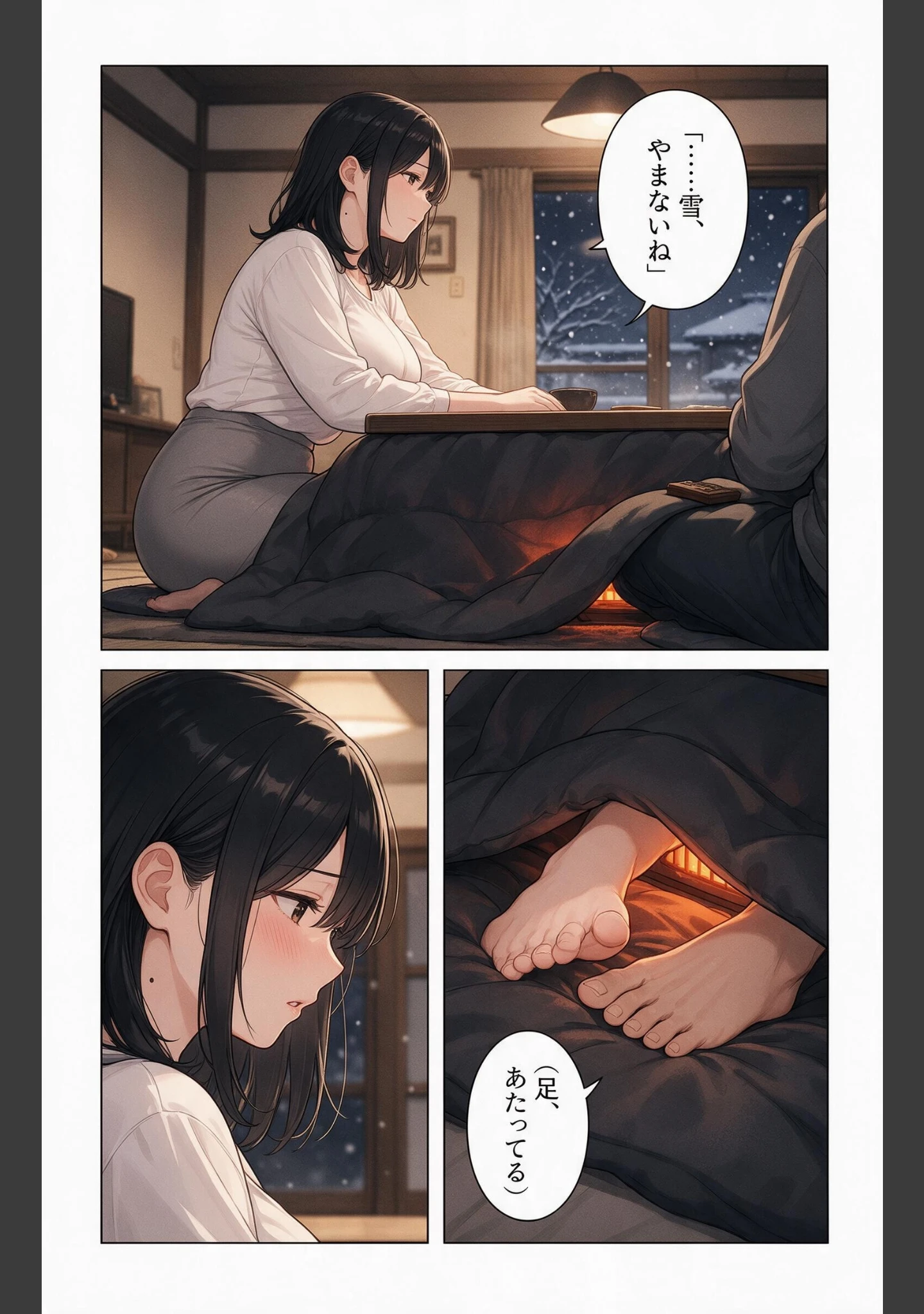 「淡白だと思ってたおっぱいの大きい義母と炬燵で足が触れたら中出しHさせてくれた話【モザイク版】（単話）」（藤白すずり） 試し読み 9ページ目
