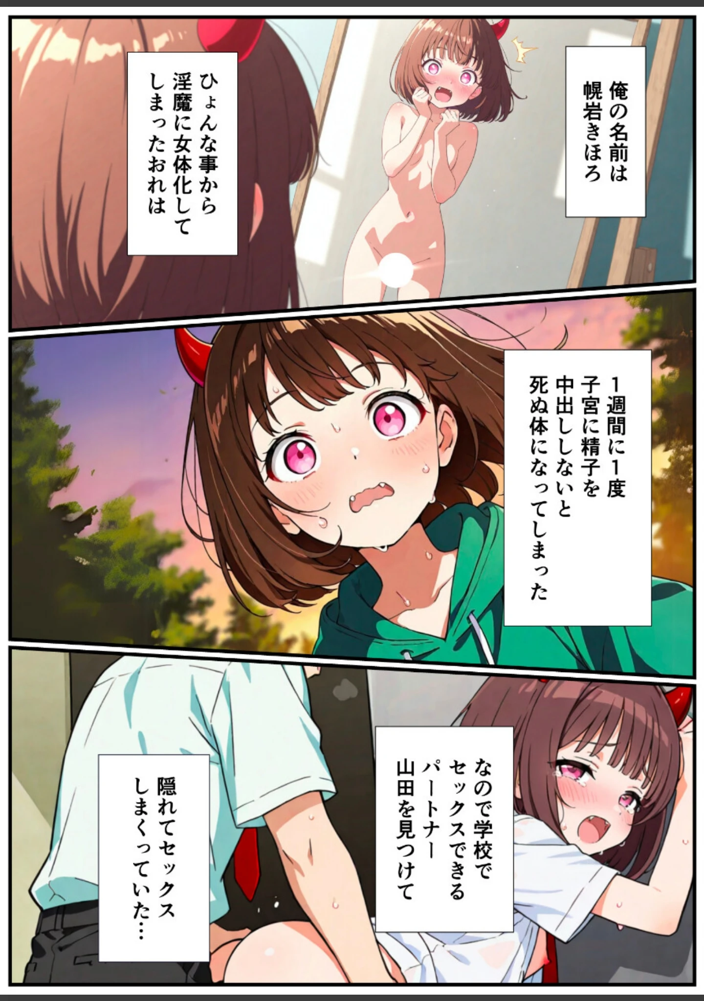 「突然淫魔になったおれが妹にメス堕ちさせられる話【白抜き修正版】」（悪魔ほろほろ） 試し読み 4ページ目
