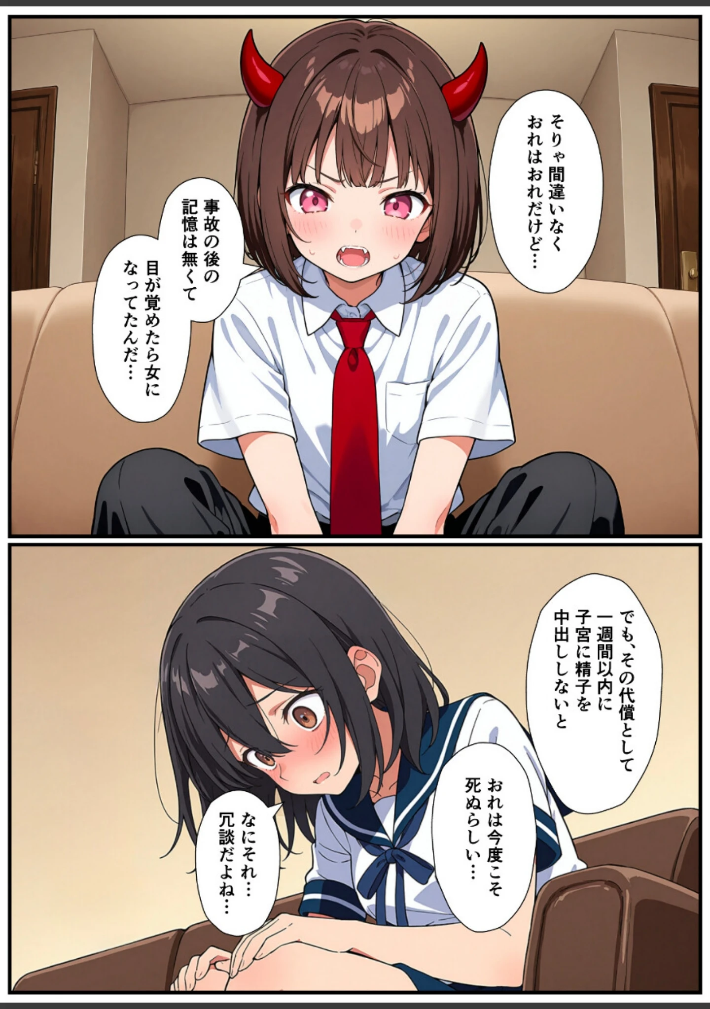 「突然淫魔になったおれが妹にメス堕ちさせられる話【白抜き修正版】」（悪魔ほろほろ） 試し読み 9ページ目