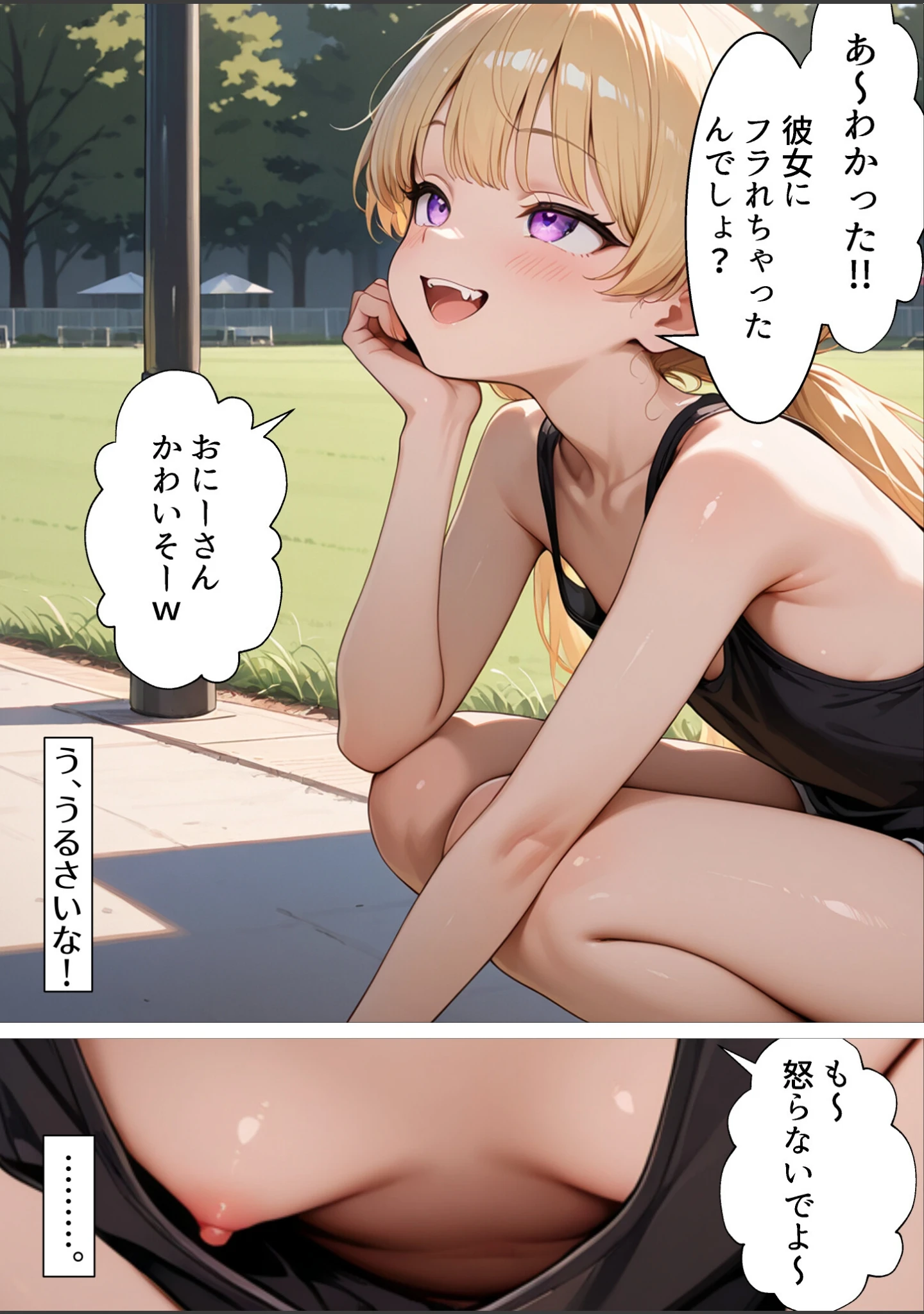 「失恋したら生意気メスガキ少女と煽られわからされSEXできました。【白抜き修正版】」（メスガキっ娘ぐらし） 試し読み 3ページ目