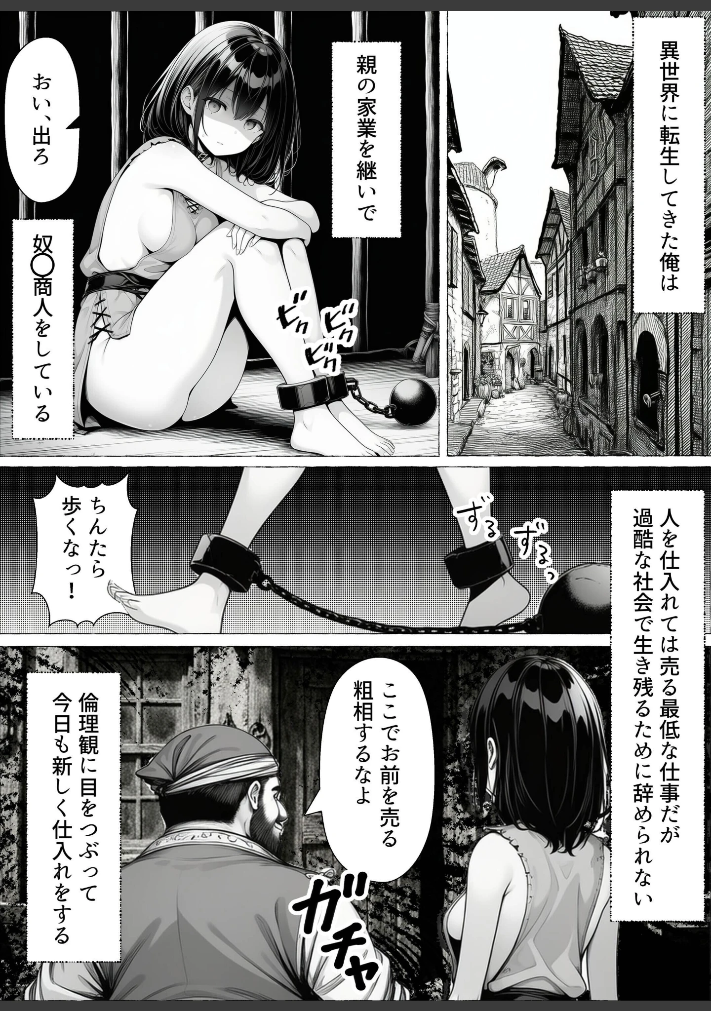 「奴〇商人の俺、エルフ秘書と商品の少女に手を出して3Pセックスする【白抜き修正版】」（わんどーる） 試し読み 2ページ目