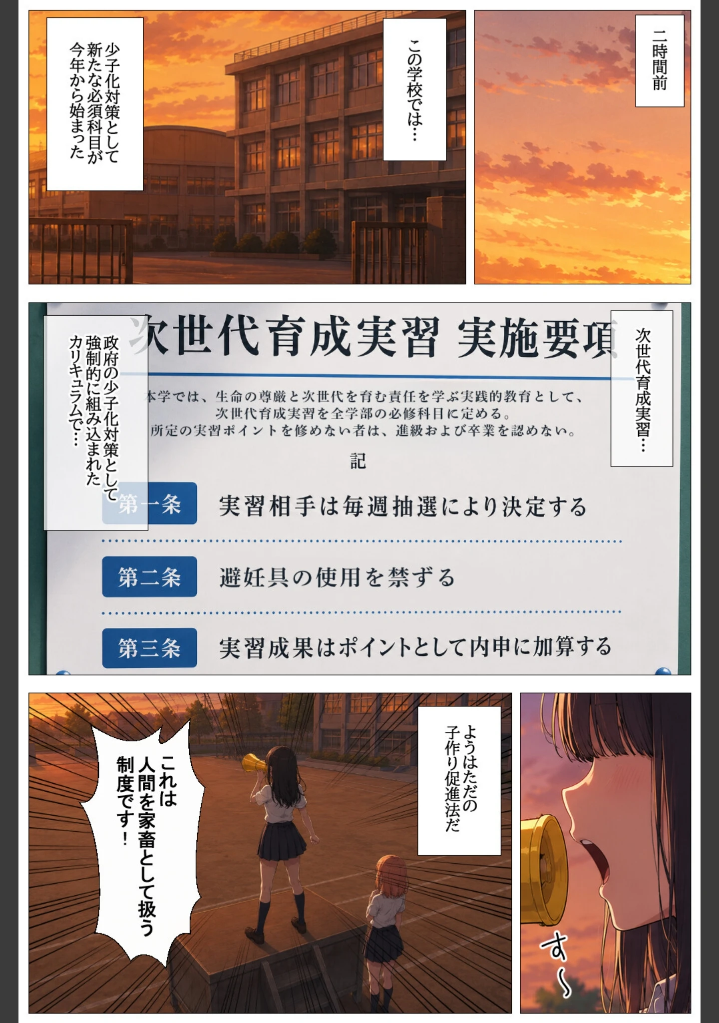 「子作り必須の異常な学園で反対派だった女子がメス堕ちする話【棒消し修正版】」（ヒロインファクトリー） 試し読み 2ページ目