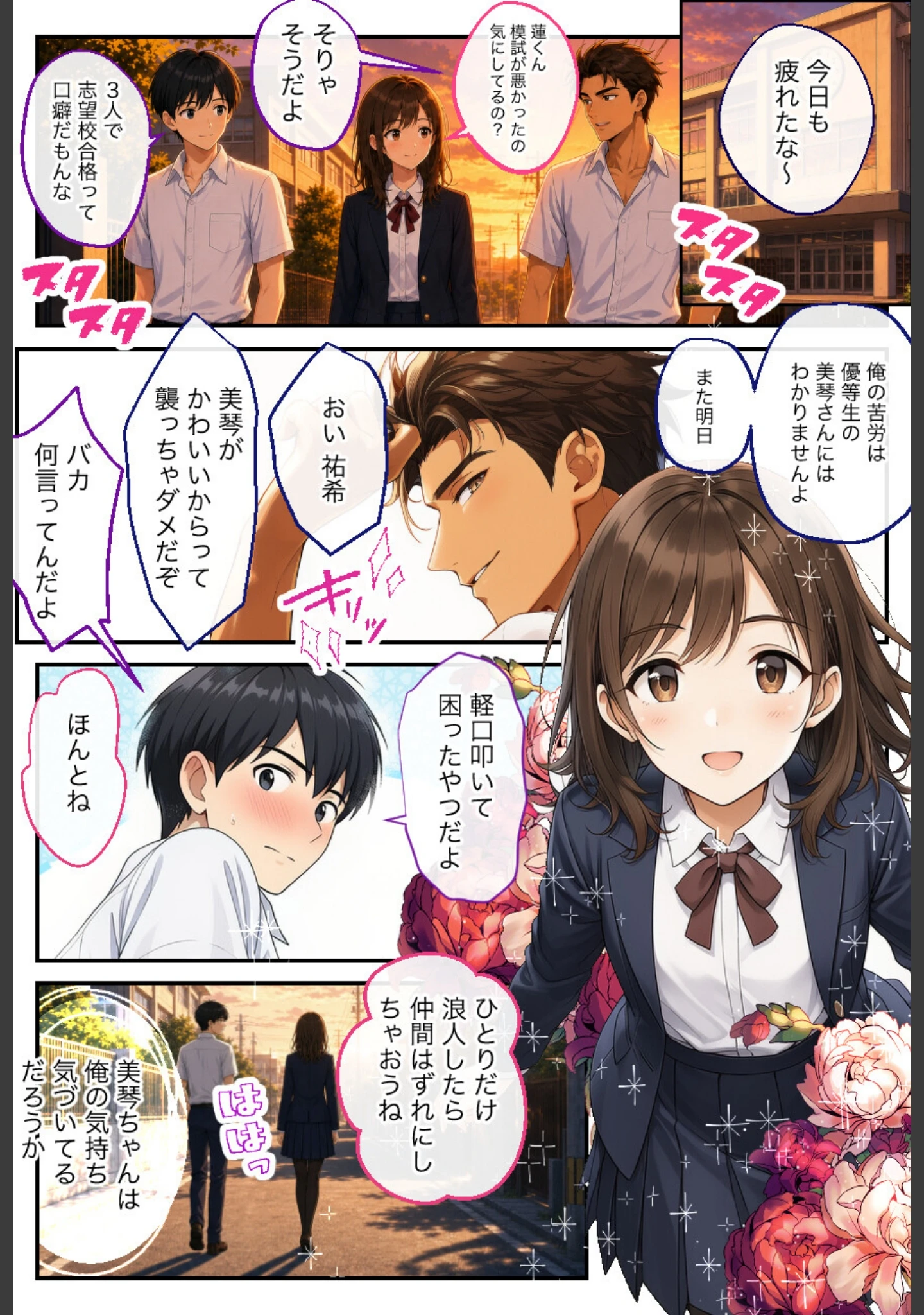 「告白する日に、好きな子が親友の中出しで汚れた〜混ざれたのに勃たなかった俺のBSS寝取られ〜【モザイク版】（単話）」（絵師たか） 試し読み 2ページ目