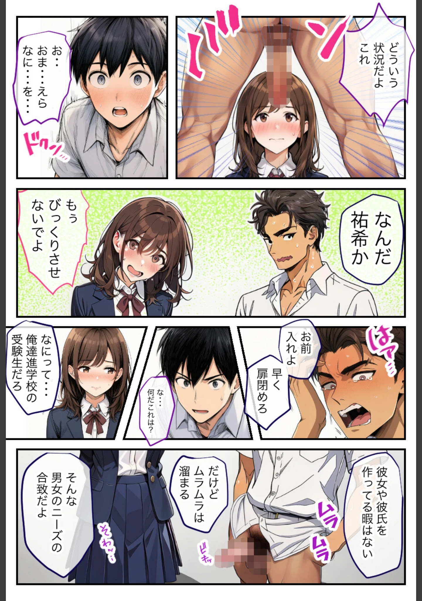 「告白する日に、好きな子が親友の中出しで汚れた〜混ざれたのに勃たなかった俺のBSS寝取られ〜【モザイク版】（単話）」（絵師たか） 試し読み 7ページ目
