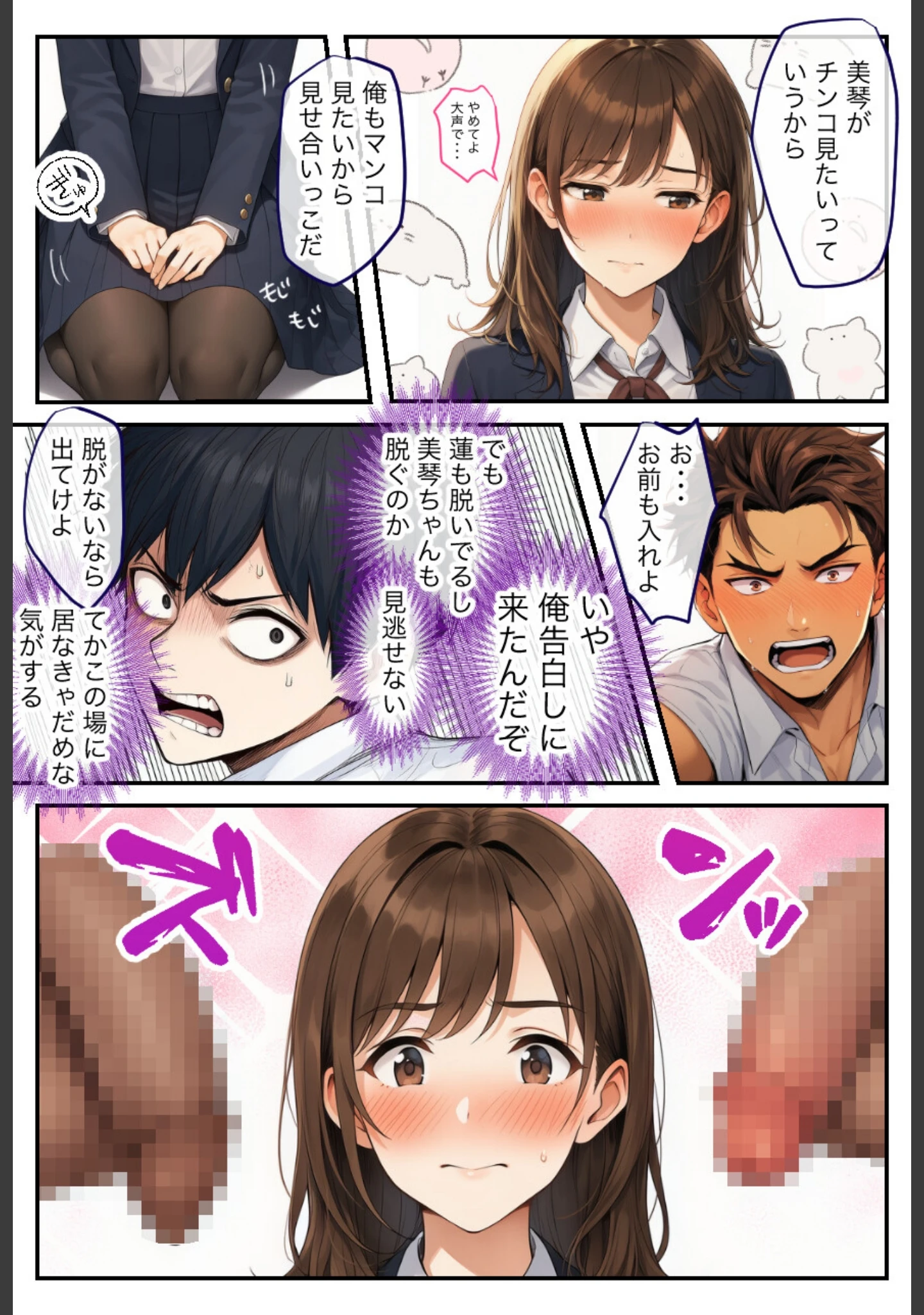 「告白する日に、好きな子が親友の中出しで汚れた〜混ざれたのに勃たなかった俺のBSS寝取られ〜【モザイク版】（単話）」（絵師たか） 試し読み 8ページ目