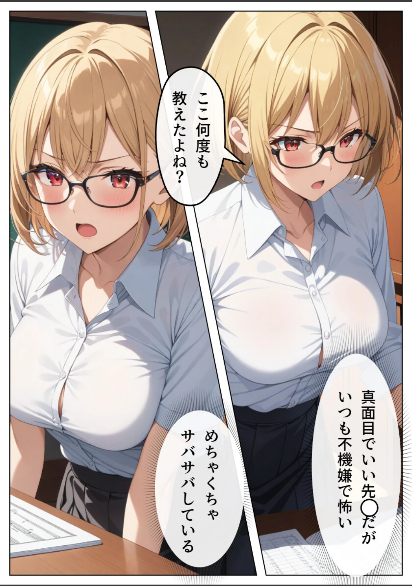 「巨乳眼鏡家庭教師 快楽堕ちしたので中出ししてあげた【白抜き修正版】」（憧れ委員会） 試し読み 2ページ目
