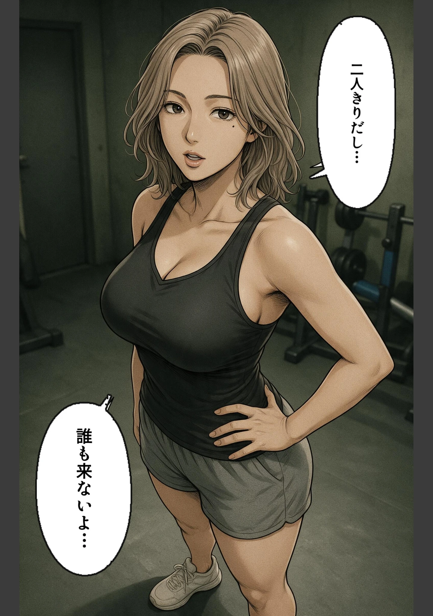 「汗だくで火照ったタンクトップ姿のジムのお姉さんに残業で二人きりにされて押し倒されて生ハメされた話【モザイク版】（単話）」（神鳴もえぎ） 試し読み 12ページ目
