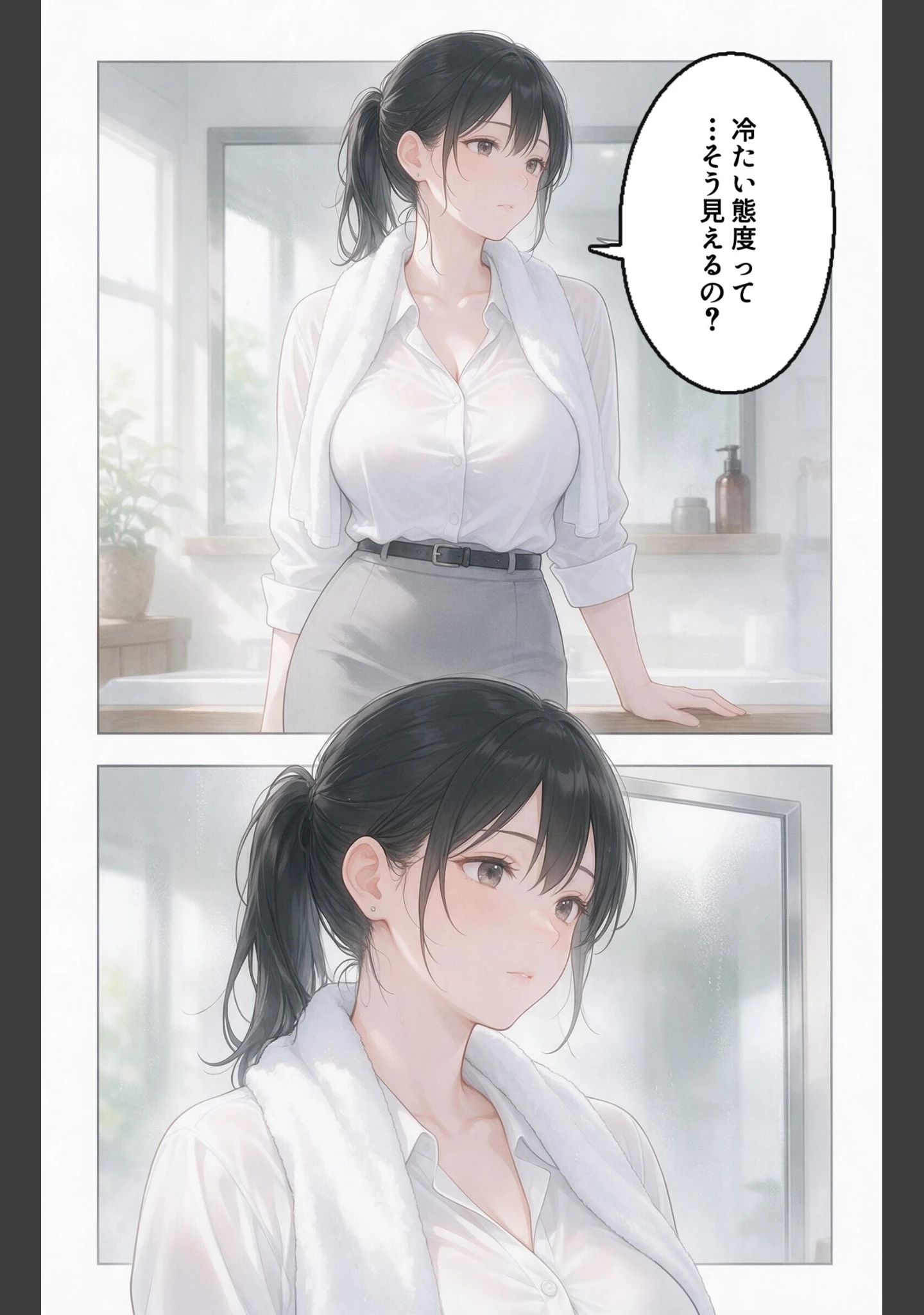 「塩対応だった爆乳人妻大家を玄関先で抱きとめたら中出しが止まらなくなった話【モザイク版】（単話）」（灯野ましろ） 試し読み 4ページ目