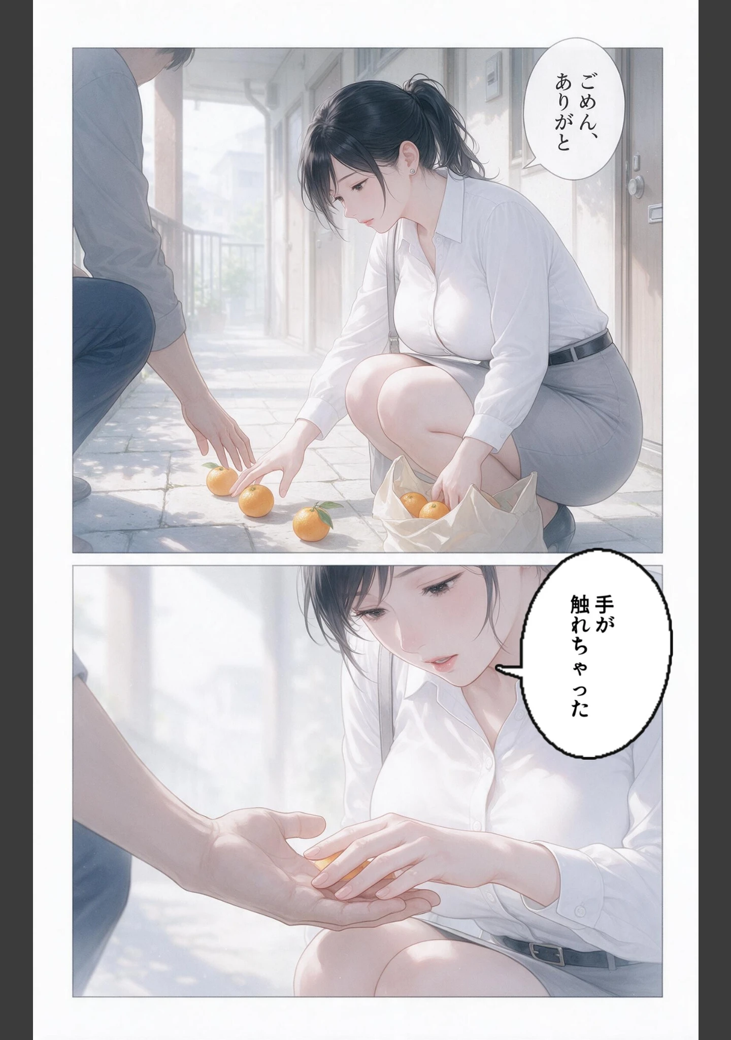 「塩対応だった爆乳人妻大家を玄関先で抱きとめたら中出しが止まらなくなった話【モザイク版】（単話）」（灯野ましろ） 試し読み 6ページ目