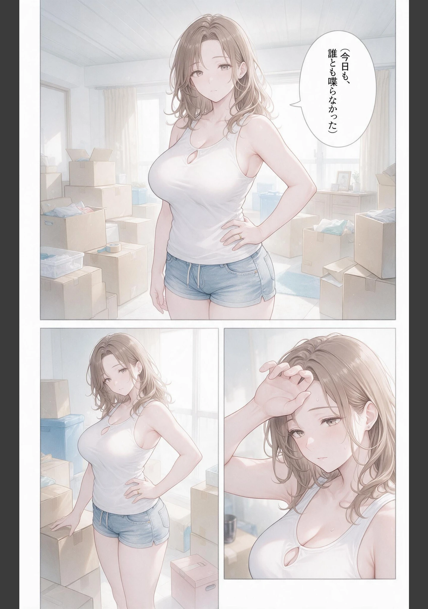 「無防備すぎるタンクトップ姿の隣の奥さんの引っ越しを手伝ったら中出しHさせてくれた話【モザイク版】（単話）」（灯野ましろ） 試し読み 2ページ目
