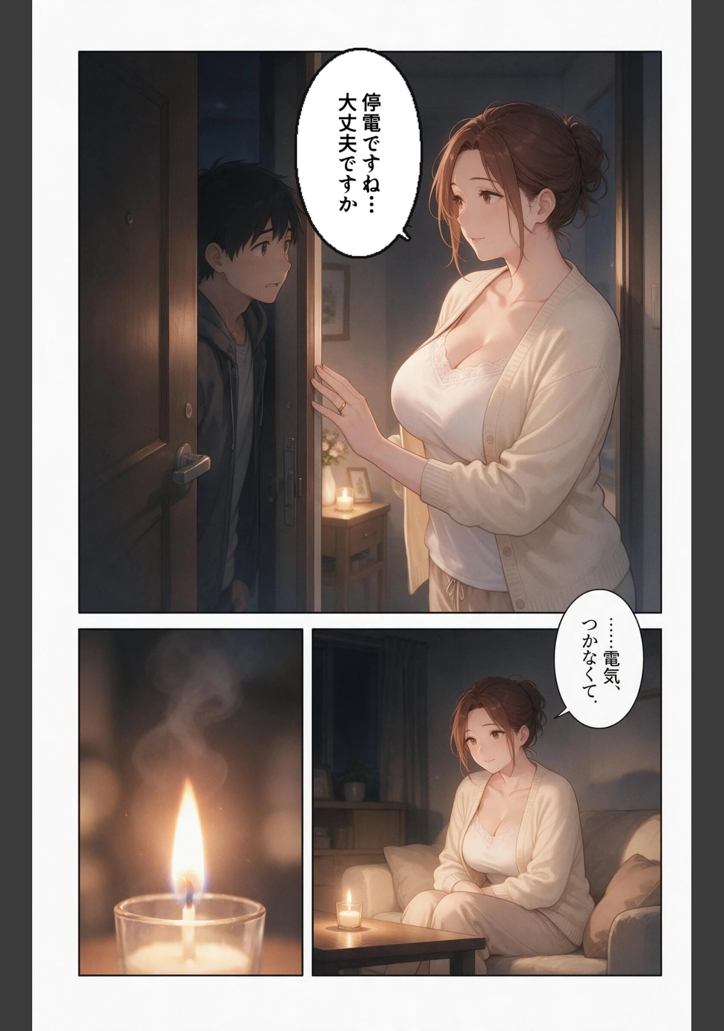 「寂しがりなおっぱいの大きい管理人のお姉さんと停電の暗闇で密着したらもう帰さないって抱き込まれた話【モザイク版】（単話）」（灯野ましろ） 試し読み 9ページ目
