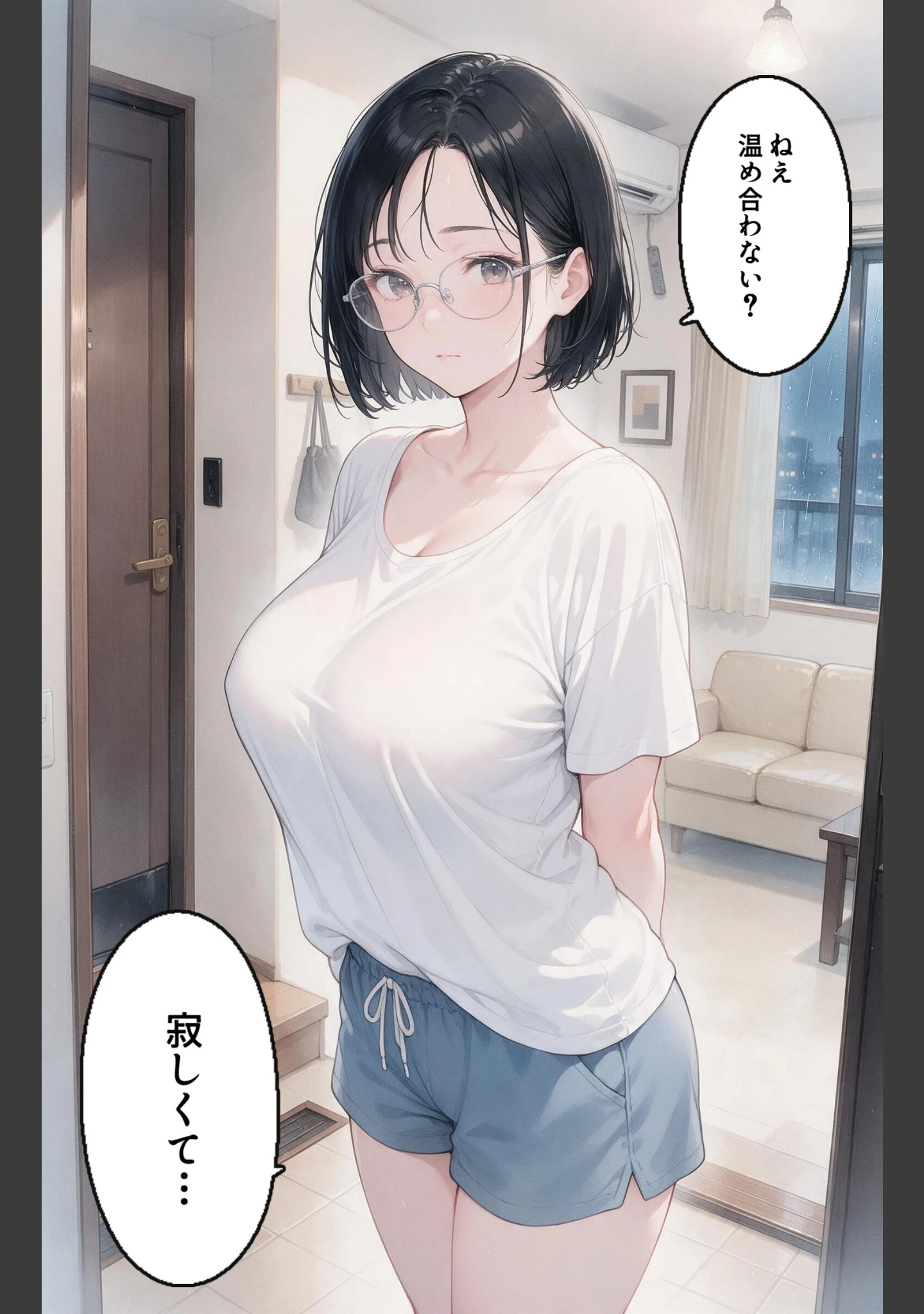 「濡れた服が張り付いたノーブラ隣の奥さんを土砂降りの雨宿りで匿ったら押し倒されて生ハメされた話【モザイク版】（単話）」（灯野ましろ） 試し読み 12ページ目