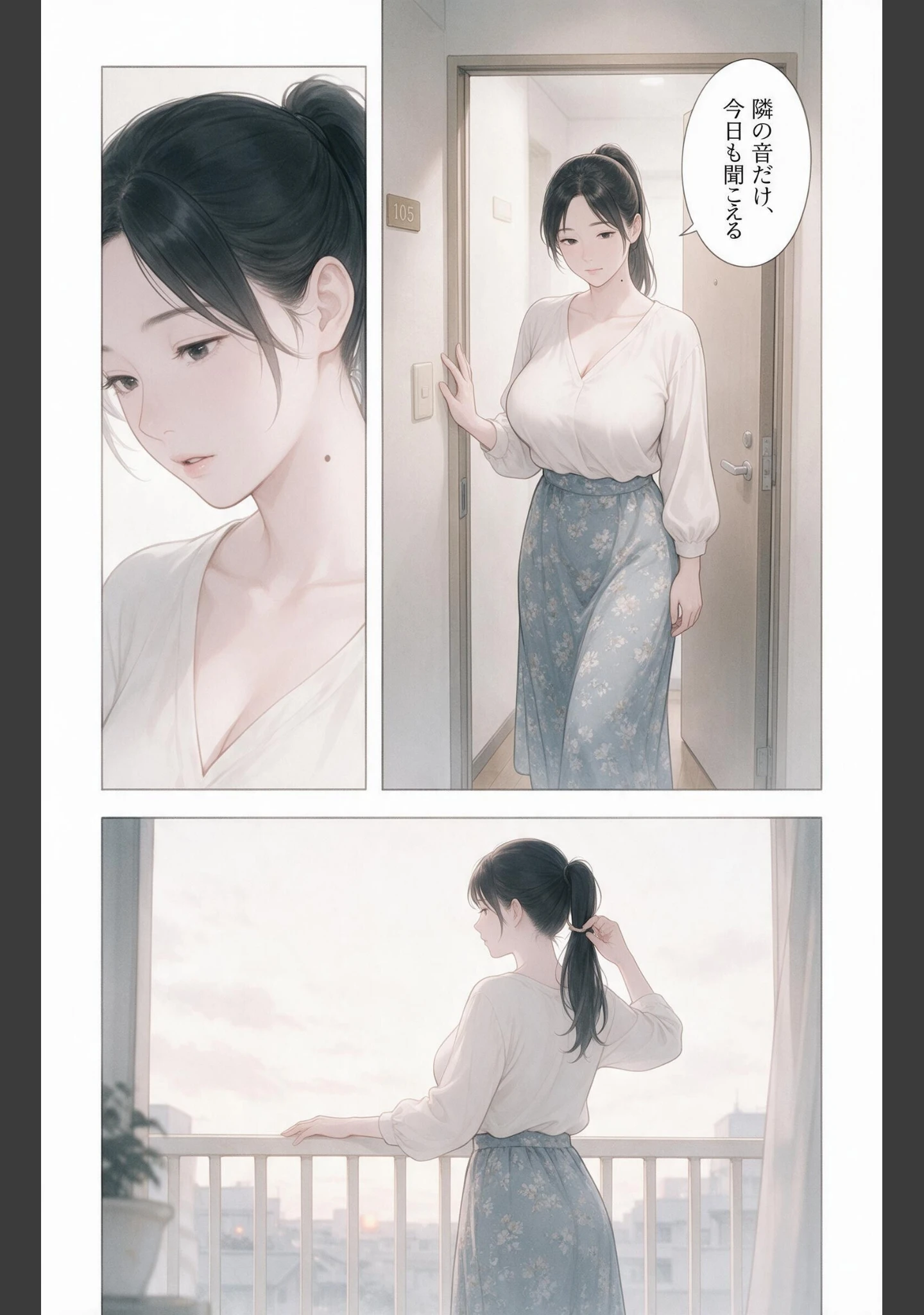 「欲求不満な爆乳隣の奥さんを玄関先で抱きとめたら我慢できずに求めてきた話【モザイク版】（単話）」（灯野ましろ） 試し読み 2ページ目