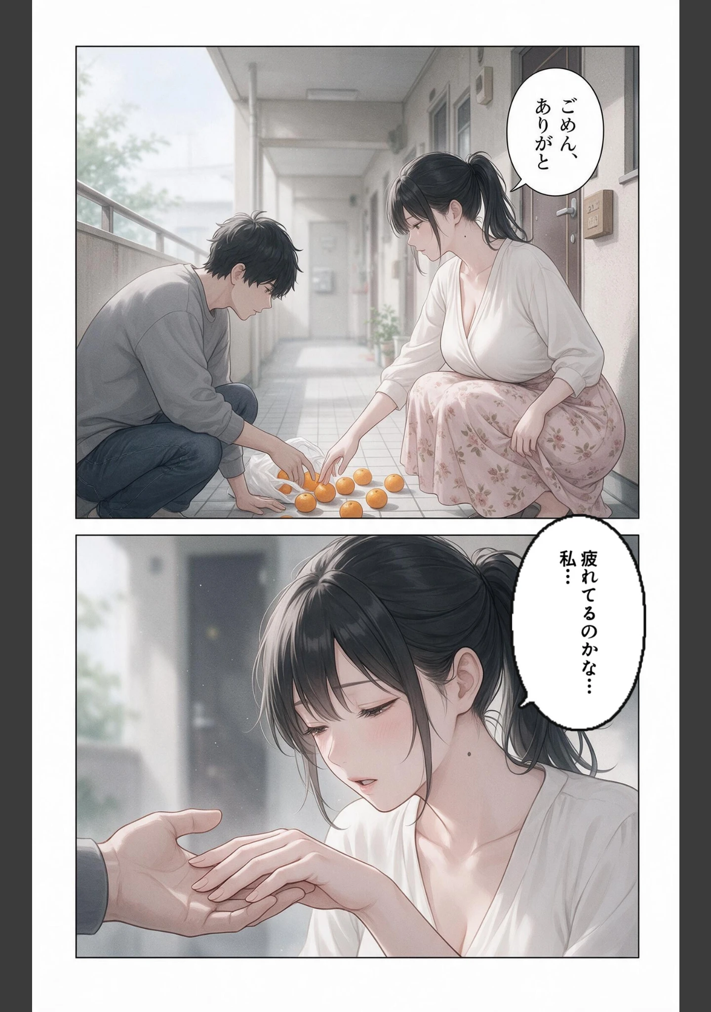 「欲求不満な爆乳隣の奥さんを玄関先で抱きとめたら我慢できずに求めてきた話【モザイク版】（単話）」（灯野ましろ） 試し読み 6ページ目