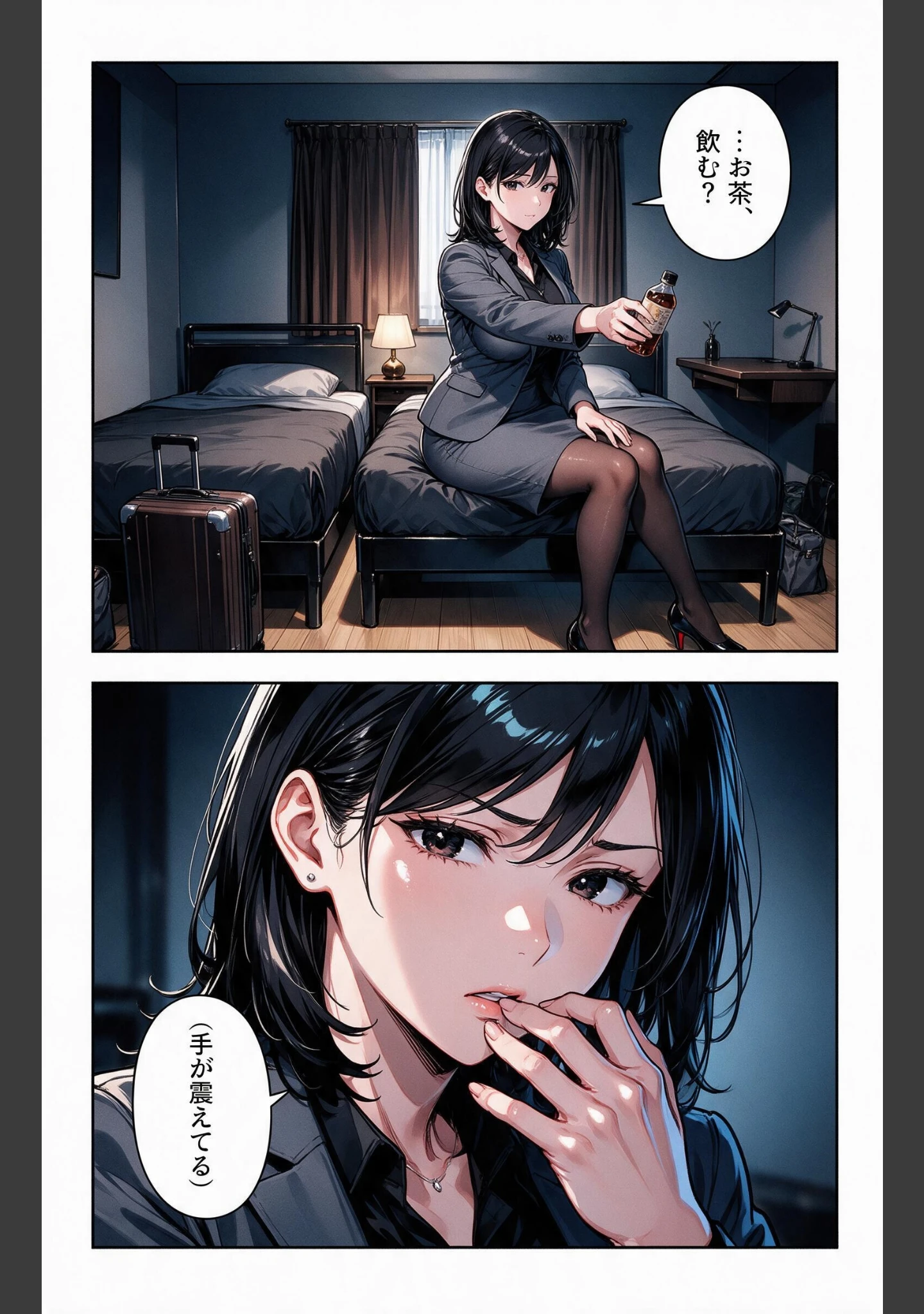 「塩対応だったおっぱいの大きい女上司と出張先で相部屋になって上に跨がられて搾られた話【モザイク版】（単話）」（宵待あかり） 試し読み 10ページ目