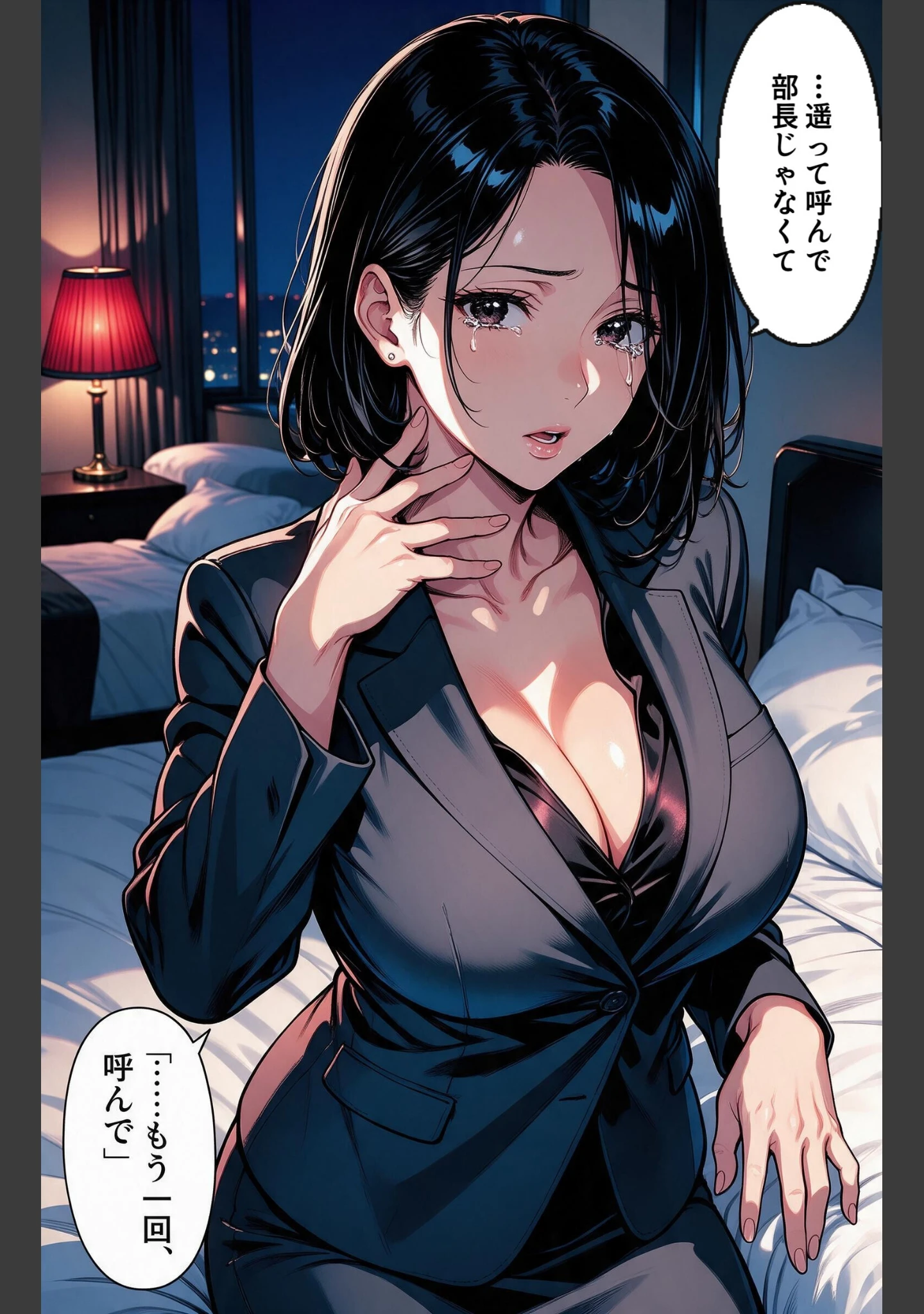 「塩対応だったおっぱいの大きい女上司と出張先で相部屋になって上に跨がられて搾られた話【モザイク版】（単話）」（宵待あかり） 試し読み 12ページ目