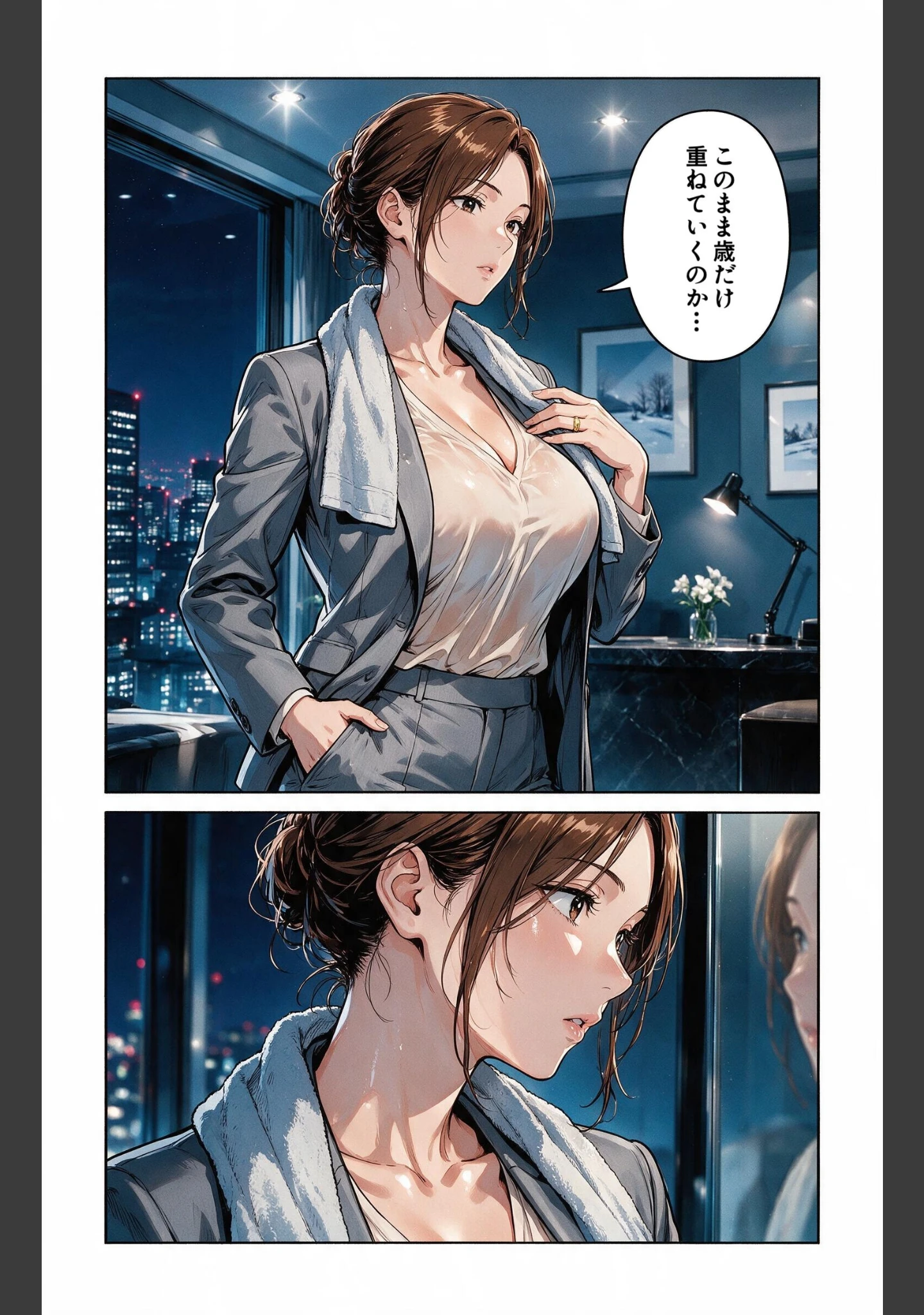 「肉食すぎる爆乳女上司に残業で二人きりにされて中出しが止まらなくなった話【モザイク版】（単話）」（宵待あかり） 試し読み 4ページ目