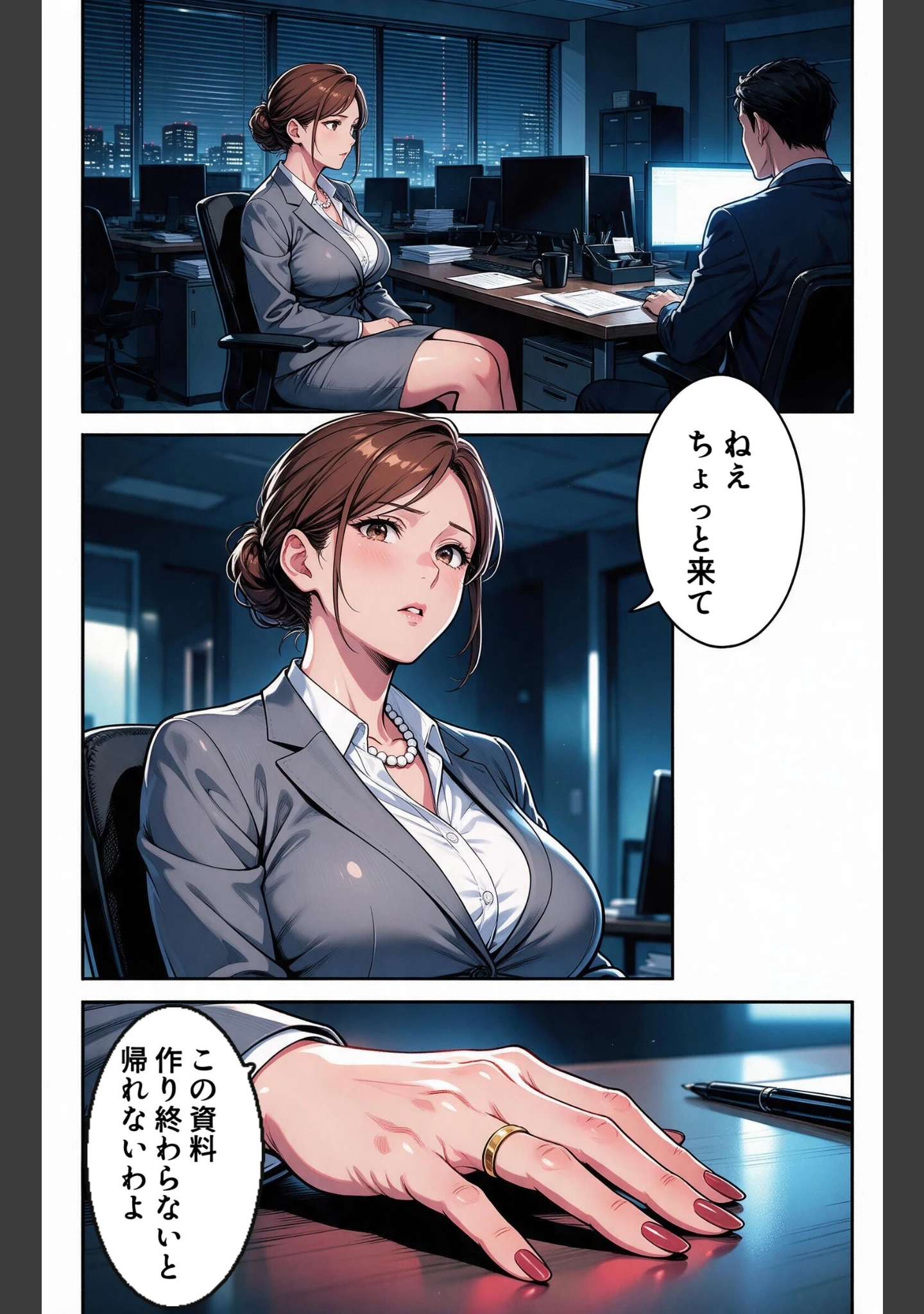 「肉食すぎる爆乳女上司に残業で二人きりにされて中出しが止まらなくなった話【モザイク版】（単話）」（宵待あかり） 試し読み 9ページ目