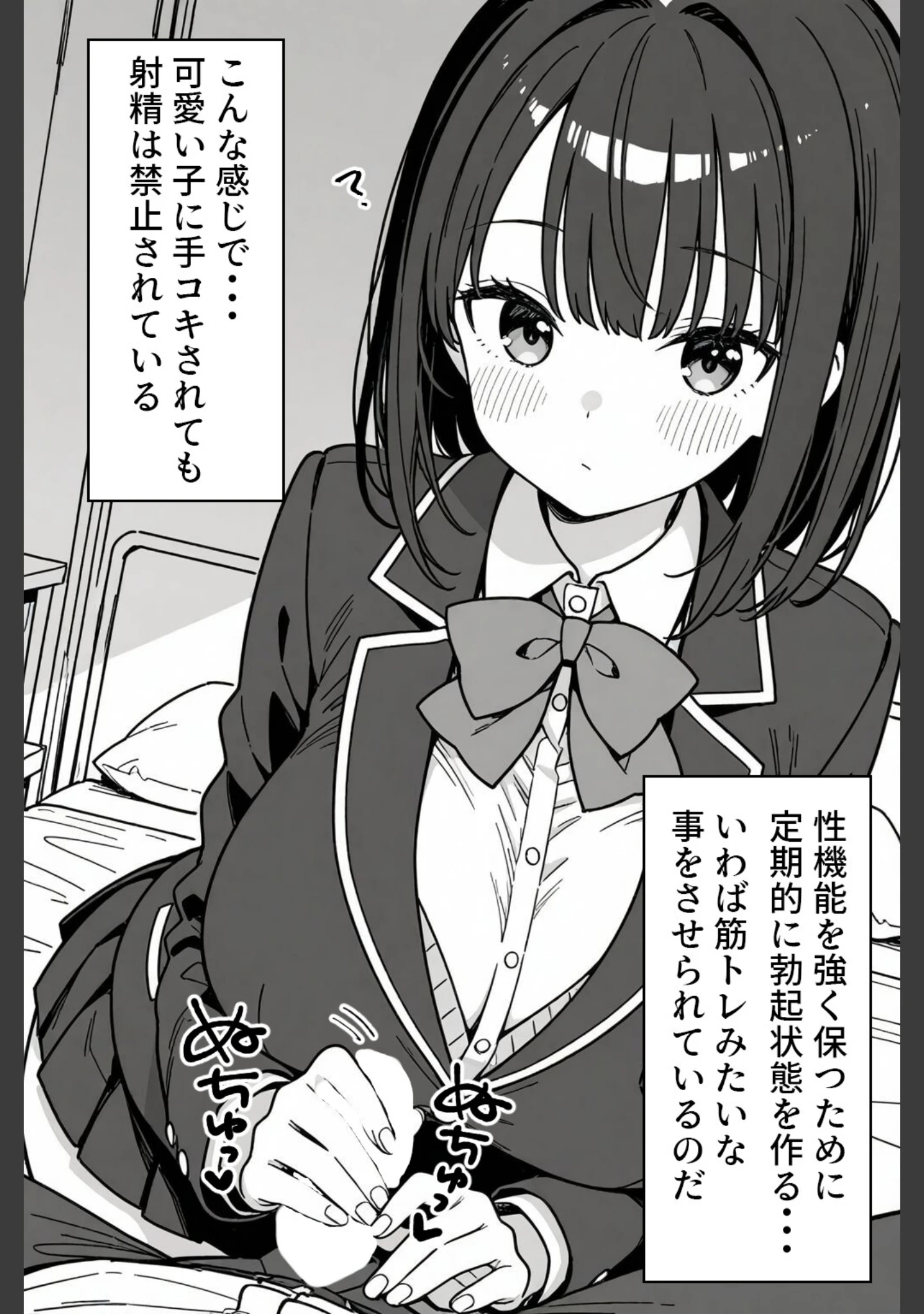 「ハーレム学園生活で射精管理される日々〜この世界に男は俺一人！？〜【白抜き修正版】（単話）」（ハメ撮り屋） 試し読み 4ページ目
