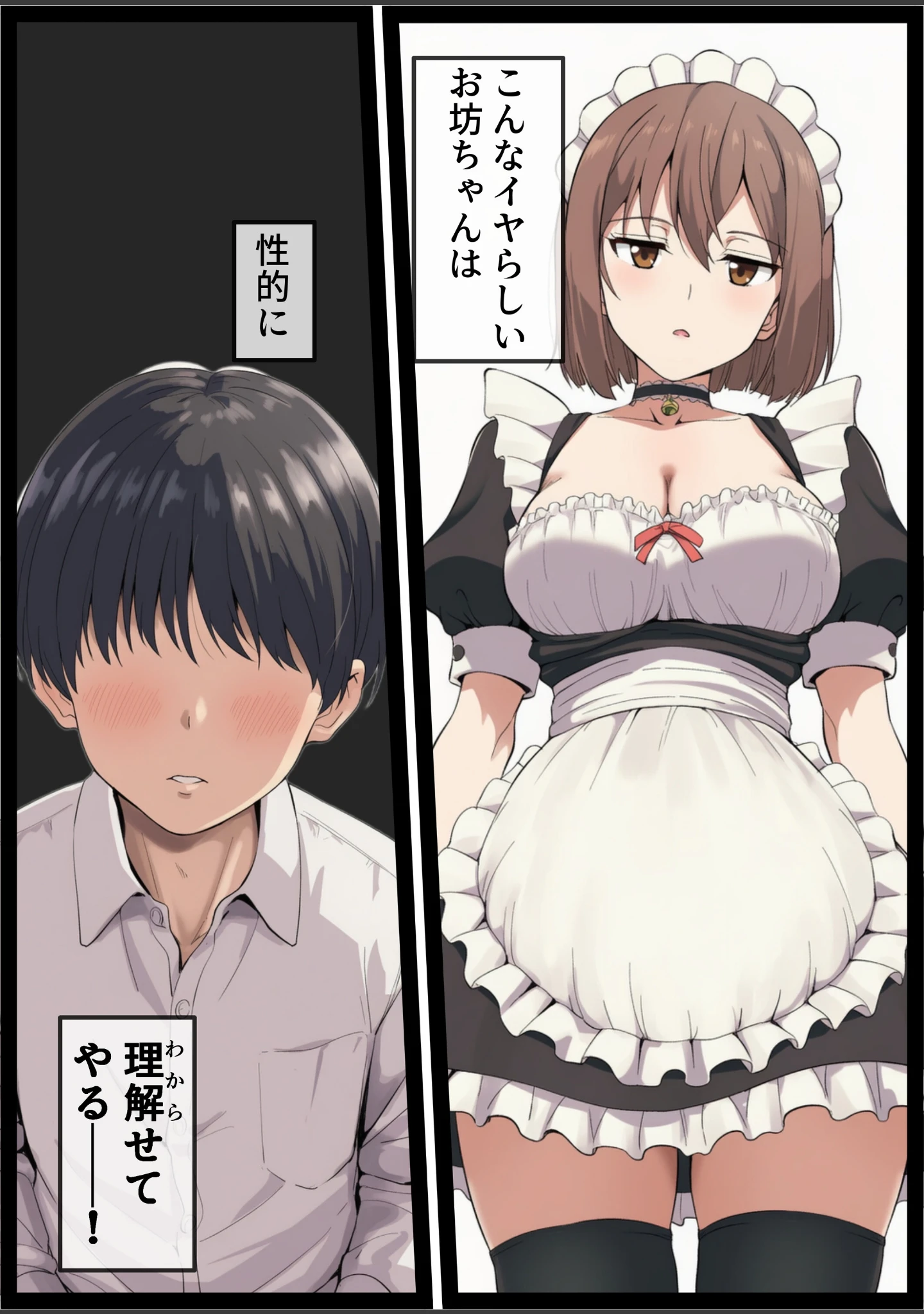 「女体化しても不愛想なメイドだけどお坊ちゃんのいいなりSEXが俺をオンナに墜としていく【白抜き修正版】」（AIでも愛はある） 試し読み 9ページ目