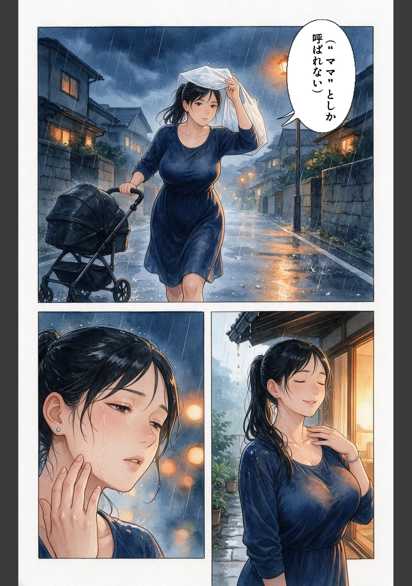 「濡れた服が張り付いたノーブラママ友を土砂降りの雨宿りで匿ったら押し倒されて生ハメされた話【モザイク版】（単話）」（百舌鳥ゆかり） 試し読み 2ページ目