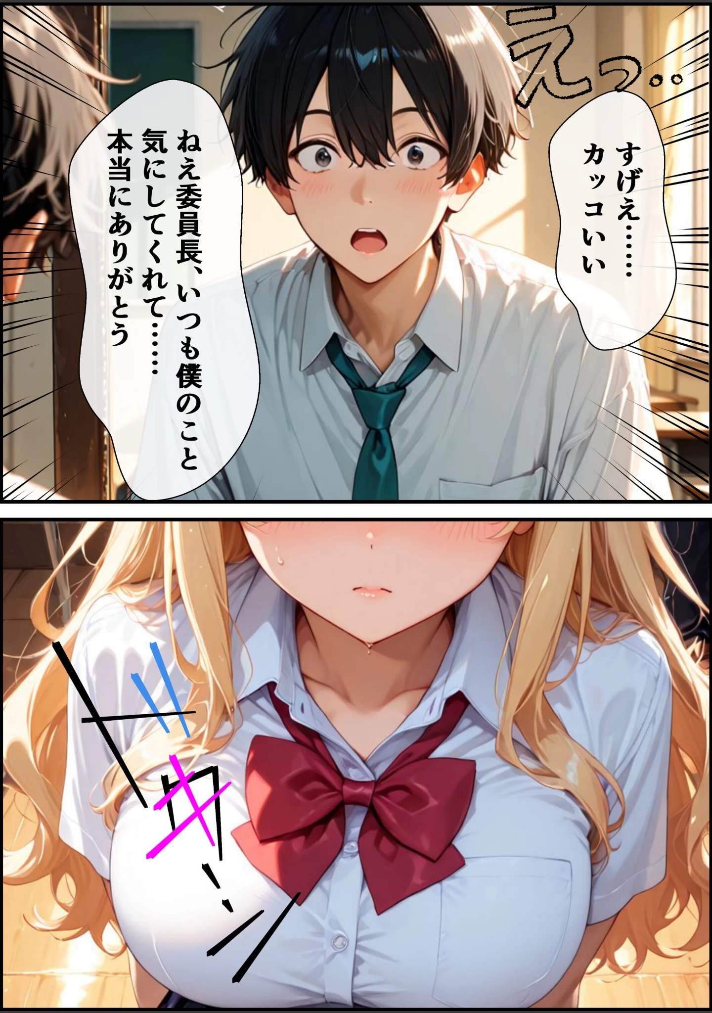 「童貞の僕を男にしてくれたギャル委員長と放課後密着あまあま交尾をする話【モザイク版】」（むちプリギャル舎） 試し読み 7ページ目
