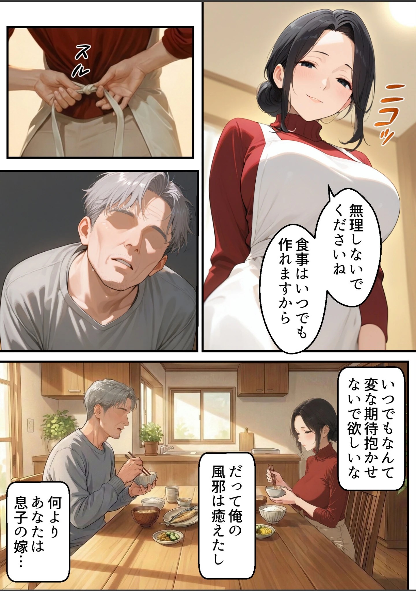 「息子は知らない、義父のゆがんだ愛と執着・夫のモラハラに苦しむ清楚系巨乳妻の背徳【モザイク版】」（ほっとないと倶楽部） 試し読み 9ページ目