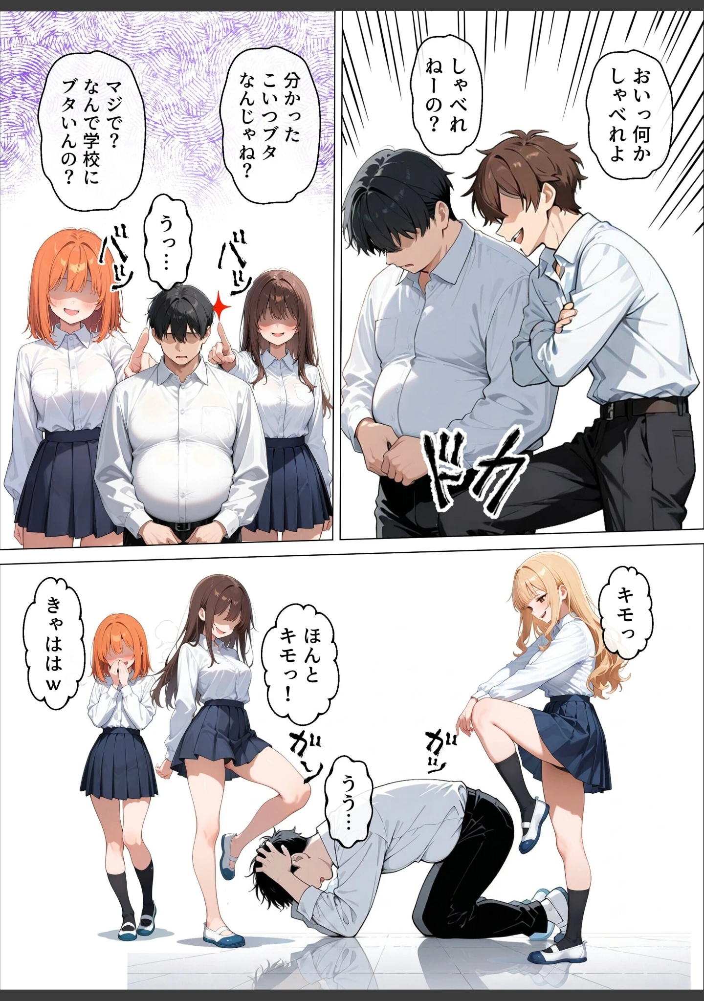 「いじめてくるヤンキー女子が、屋上では僕のチ○ポでイキ狂う【白抜き修正版】」（犬ポテト） 試し読み 3ページ目