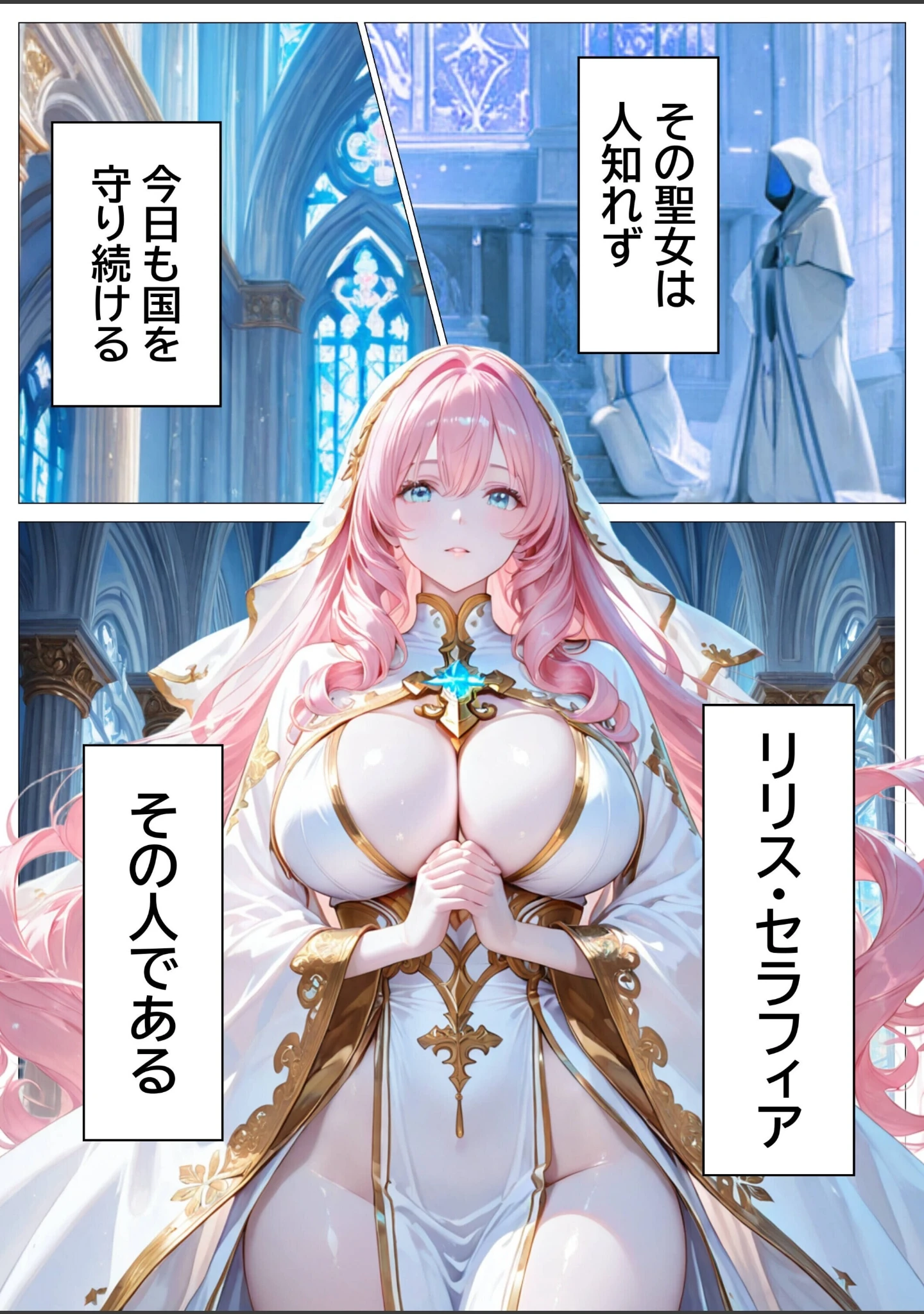 「聖女の禁断オナニー〜鏡の声に誘惑され魔道具で純潔崩壊〜【白抜き修正版】」（つきつき工房） 試し読み 2ページ目