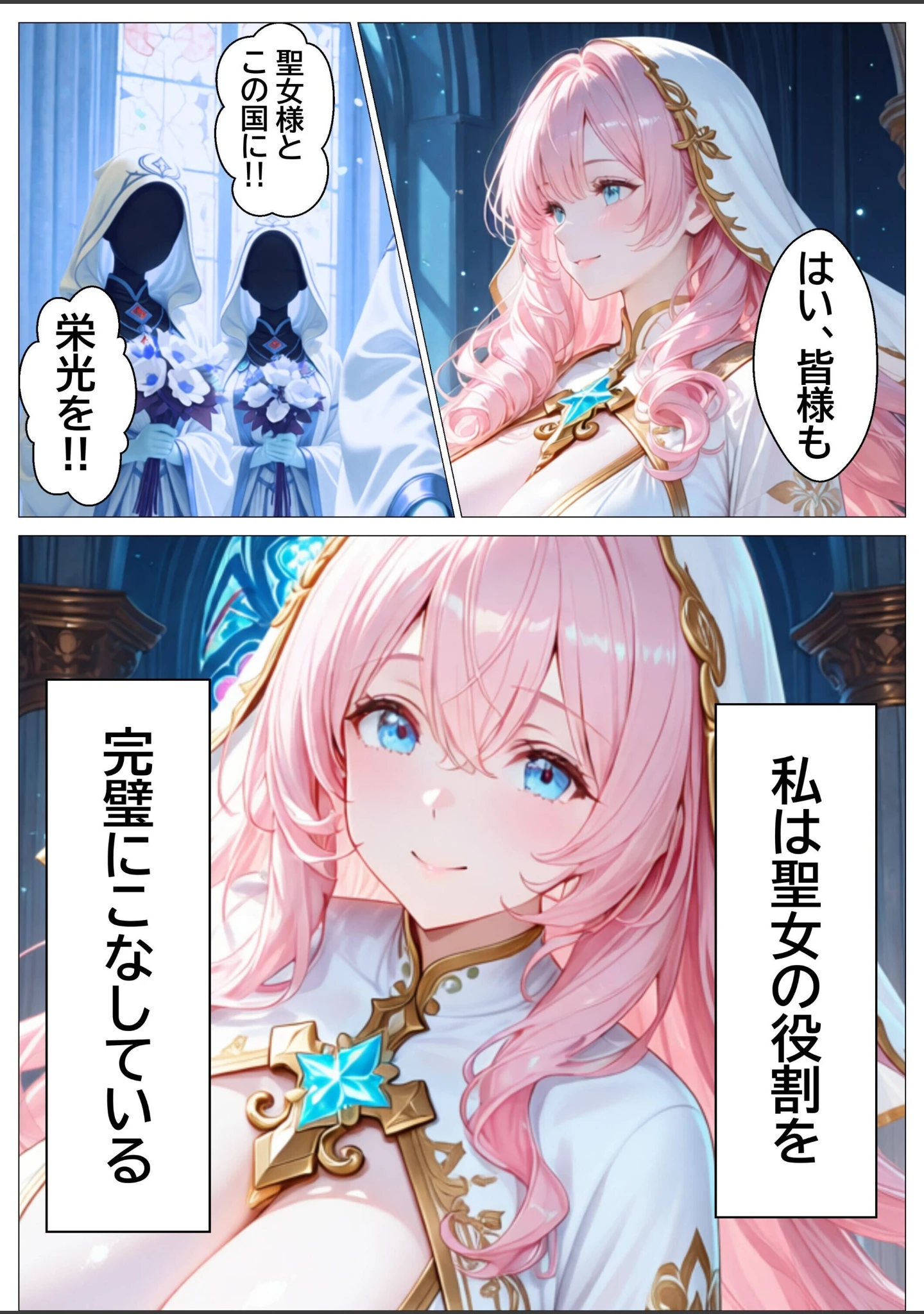 「聖女の禁断オナニー〜鏡の声に誘惑され魔道具で純潔崩壊〜【白抜き修正版】」（つきつき工房） 試し読み 4ページ目
