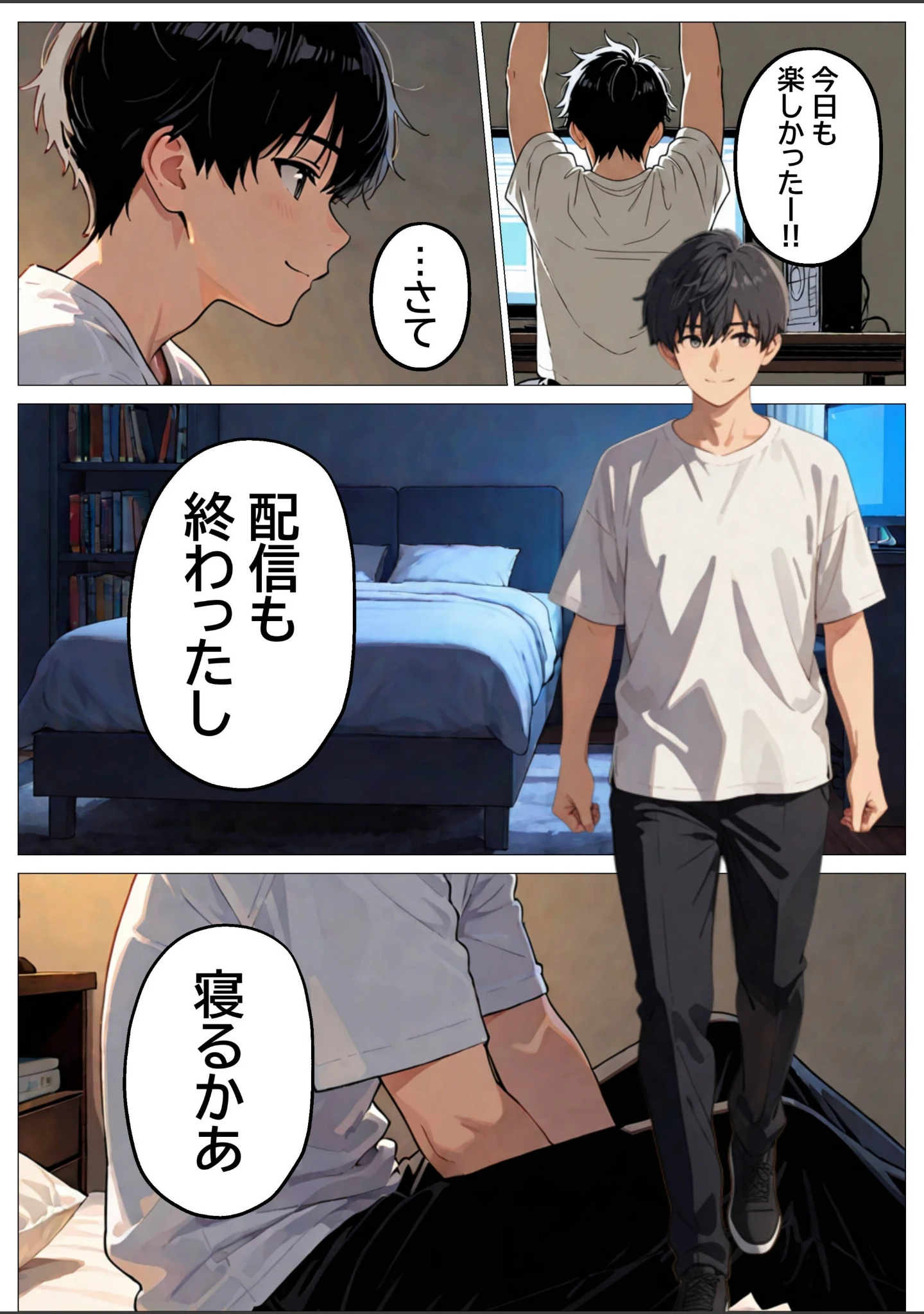 「推しじゃない巨乳Vtuberに嫉妬されて朝まで騎乗位で犯●れたら、俺は恋に落ちてしまった【白抜き修正版】」（つきつき工房） 試し読み 4ページ目