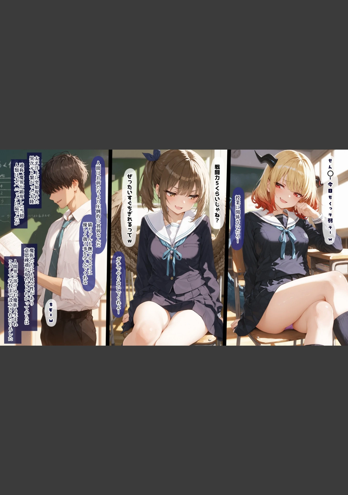 「清楚サキュバス 世界が魔界と繋がって早10年 オレが教え子の搾精指導担当ってマジ？【白抜き修正版】」（EchicalH） 試し読み 4ページ目