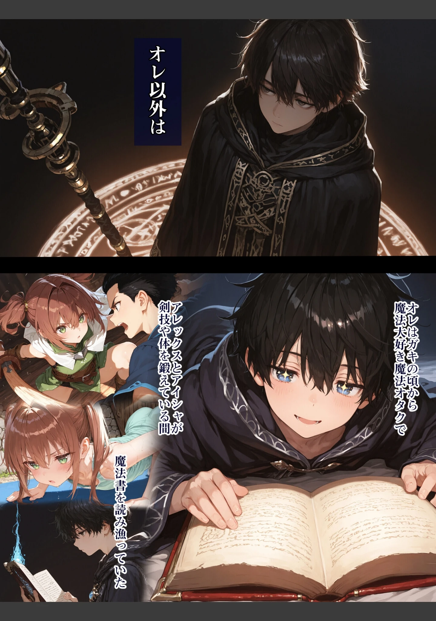 「幼馴染冒険者パーティーのお荷物魔法使いオレ 失われた高等魔法スリープを覚えて皆にようやく恩返し！と思ったけど性欲を抑えきれずパーティーメンバーのすやすやえっちに使ってしまう◆【白抜き修正版】」（EchicalH） 試し読み 11ページ目