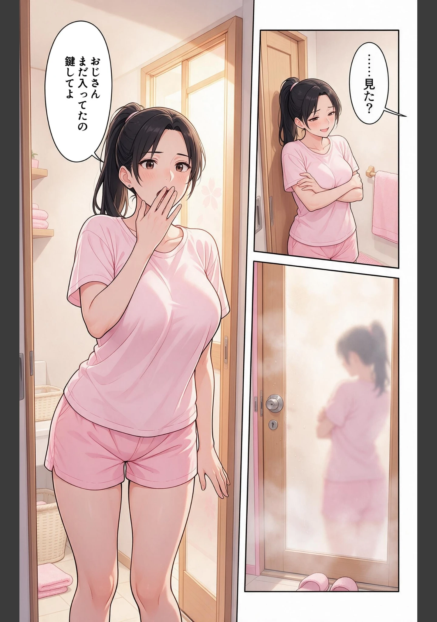 「風呂上がりで火照った巨乳姪っ子と風呂場で鉢合わせたら好きにしていいって言われた話【モザイク版】（単話）」（夏籠しじみ） 試し読み 9ページ目
