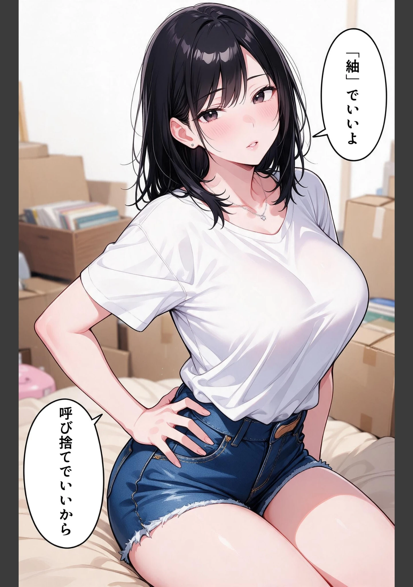 「お堅いと思ってた爆乳妹の友達の引っ越しを手伝ったら上に跨がられて搾られた話【モザイク版】（単話）」（夏籠しじみ） 試し読み 12ページ目