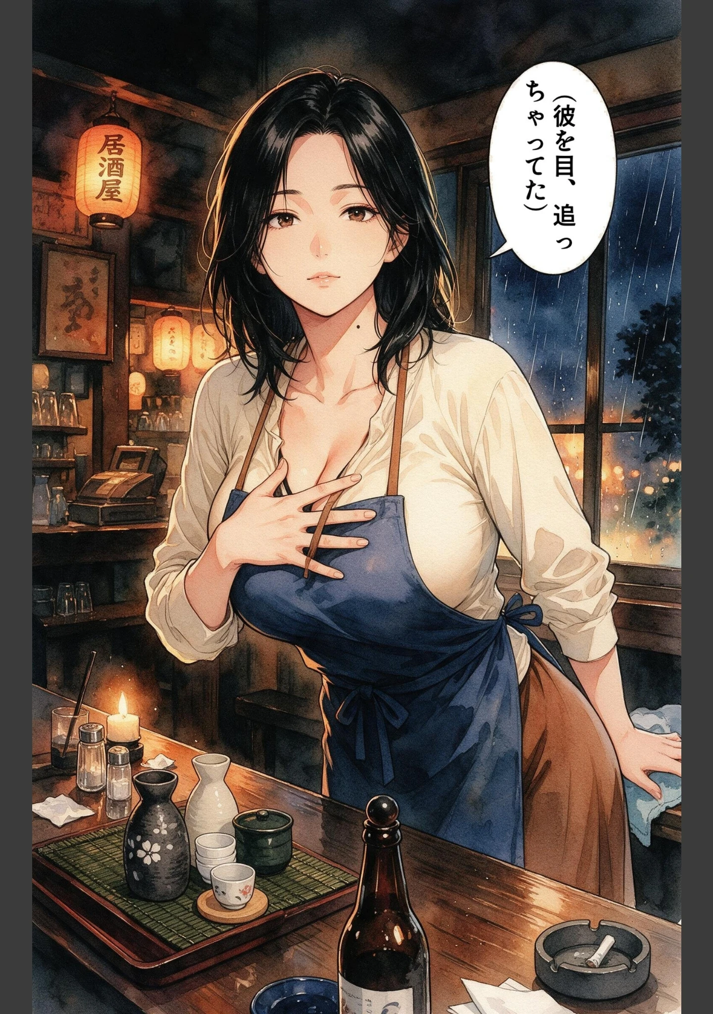 「甘え上手なおっぱいの大きい居酒屋の女将さんの家に台風で泊まったら一晩だけって抱きしめられた話【モザイク版】（単話）」（百舌鳥ゆかり） 試し読み 7ページ目