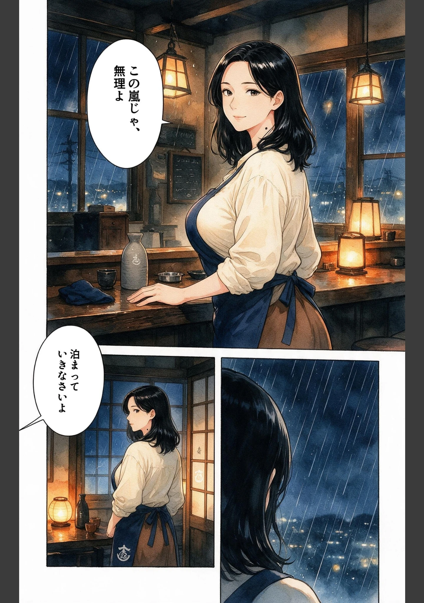 「甘え上手なおっぱいの大きい居酒屋の女将さんの家に台風で泊まったら一晩だけって抱きしめられた話【モザイク版】（単話）」（百舌鳥ゆかり） 試し読み 9ページ目