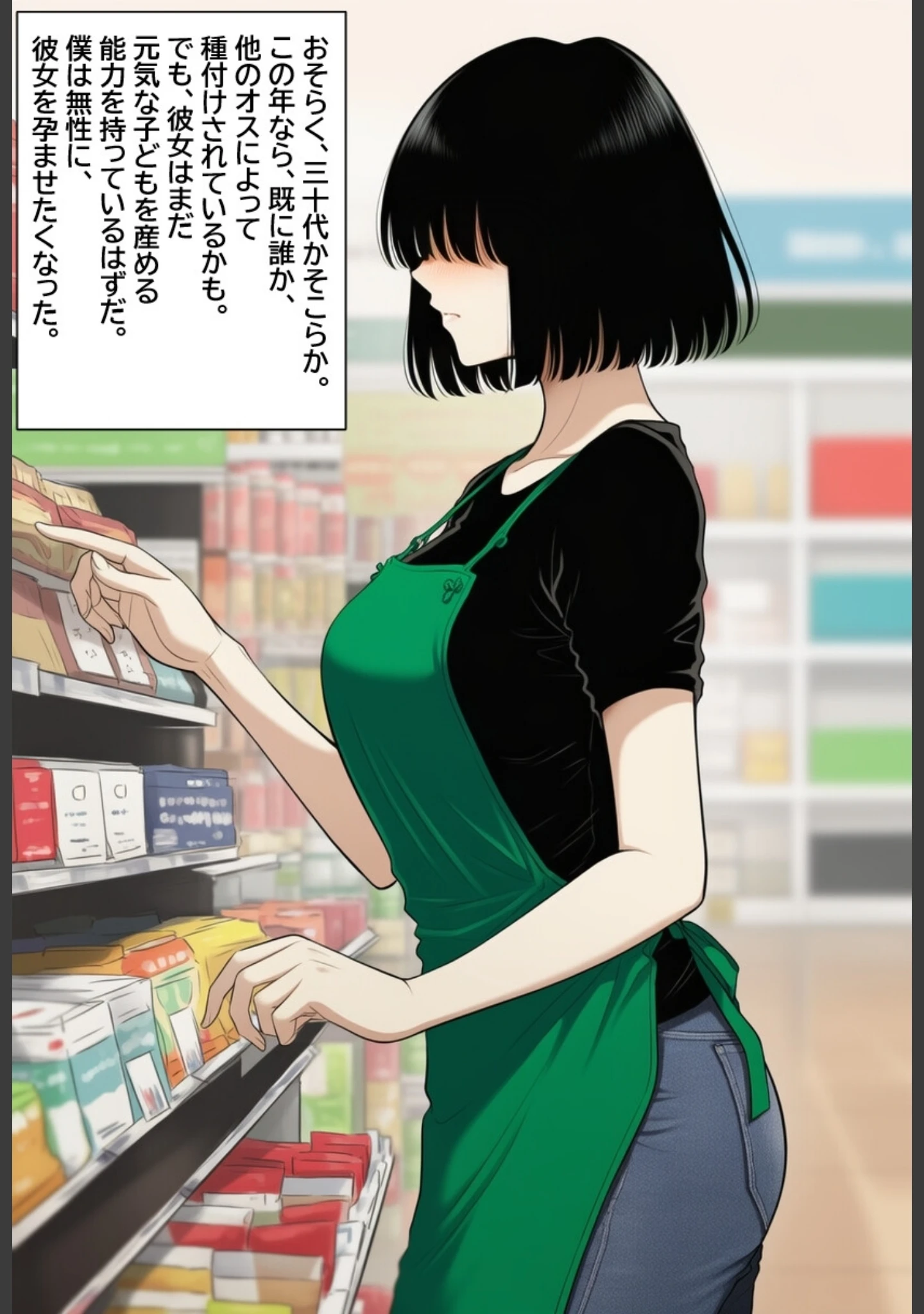 「メカクレママを孕ませたい！メカクレ巨乳ママに無責任中出ししまくって孕ませる話。【モザイク版】（単話）」（ハラメウメ） 試し読み 3ページ目