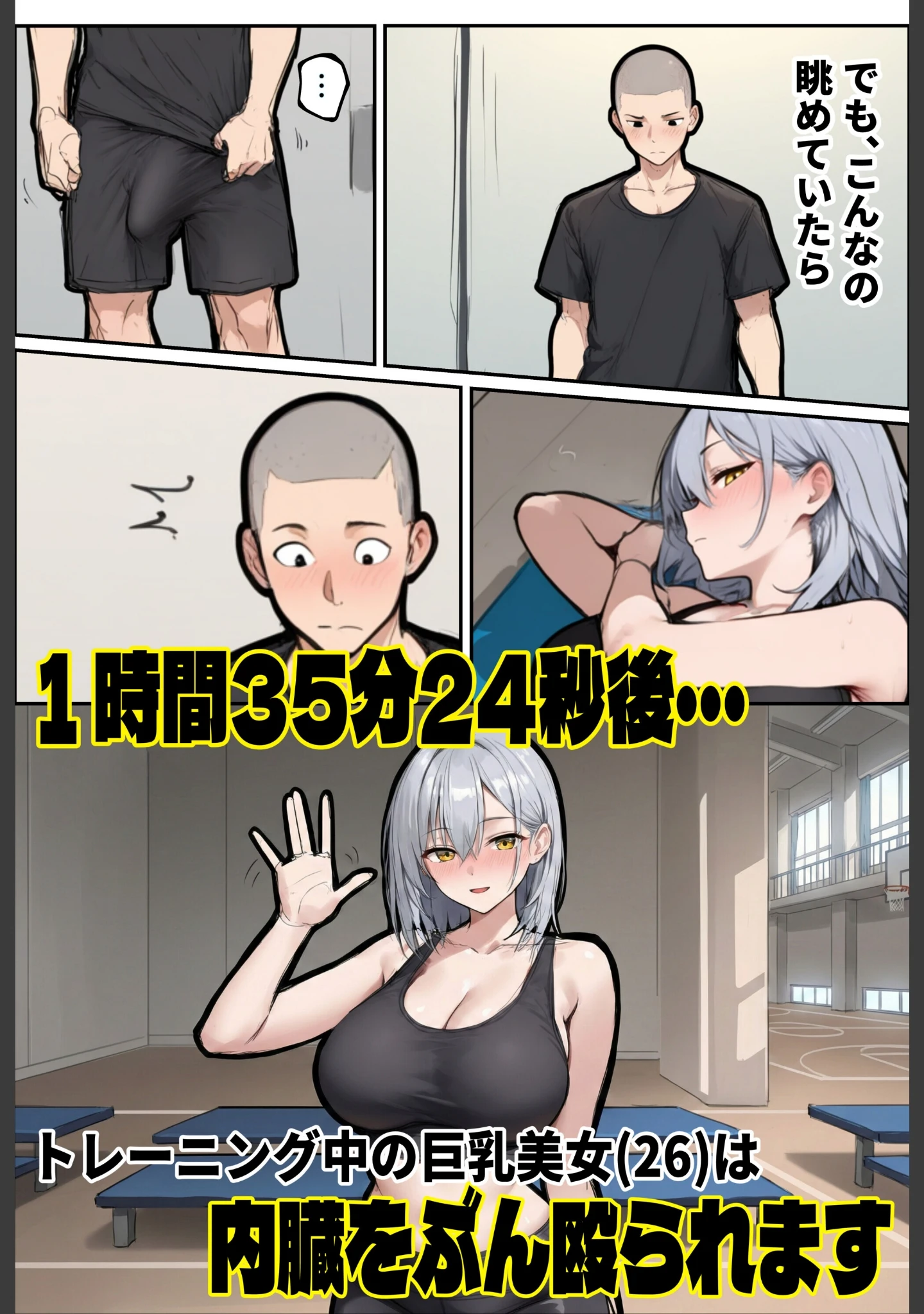 「1時間35分24秒後、トレーニング中の巨乳美女（26）は内臓をぶん殴られます（笑）【棒消し修正版】」（ロマンガールズ） 試し読み 2ページ目