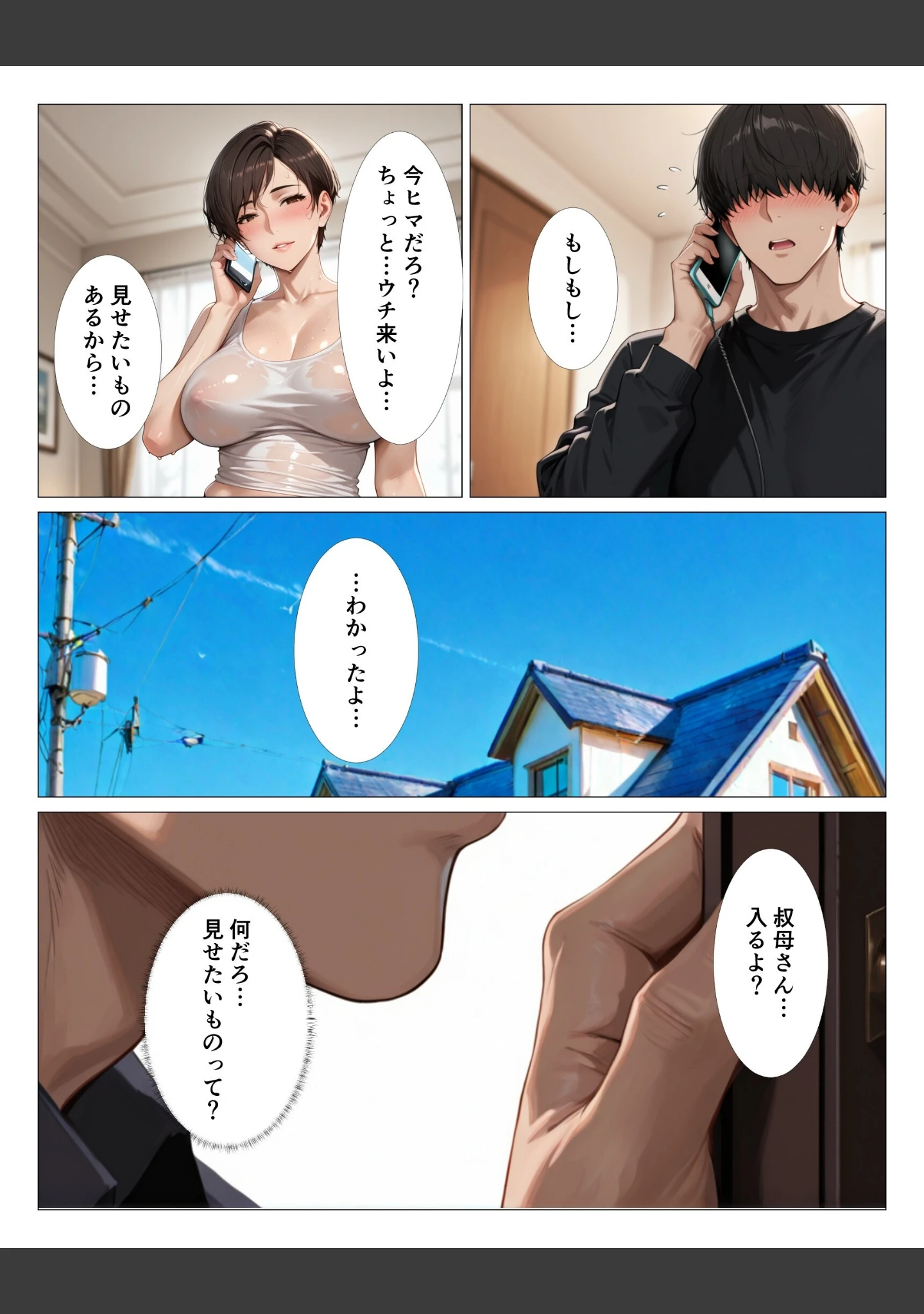 「汗でピタピタになったタンクトップ越しに叔母さんの爆乳揉んだら中出しHさせてくれた【白抜き修正版】」（人妻ライフ） 試し読み 2ページ目