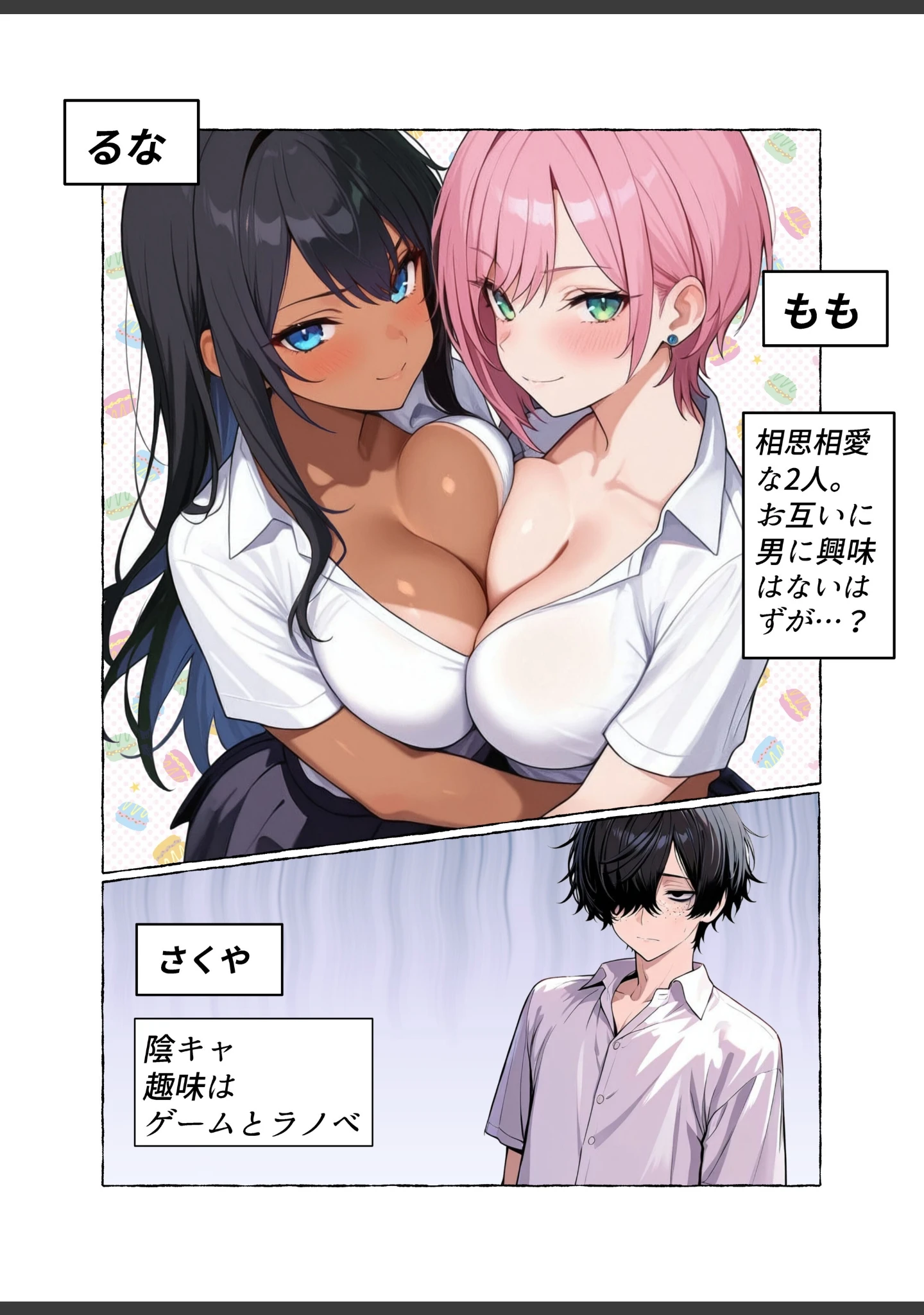 「レズと陰キャ。【白抜き修正版】」（朝起きテネル） 試し読み 3ページ目