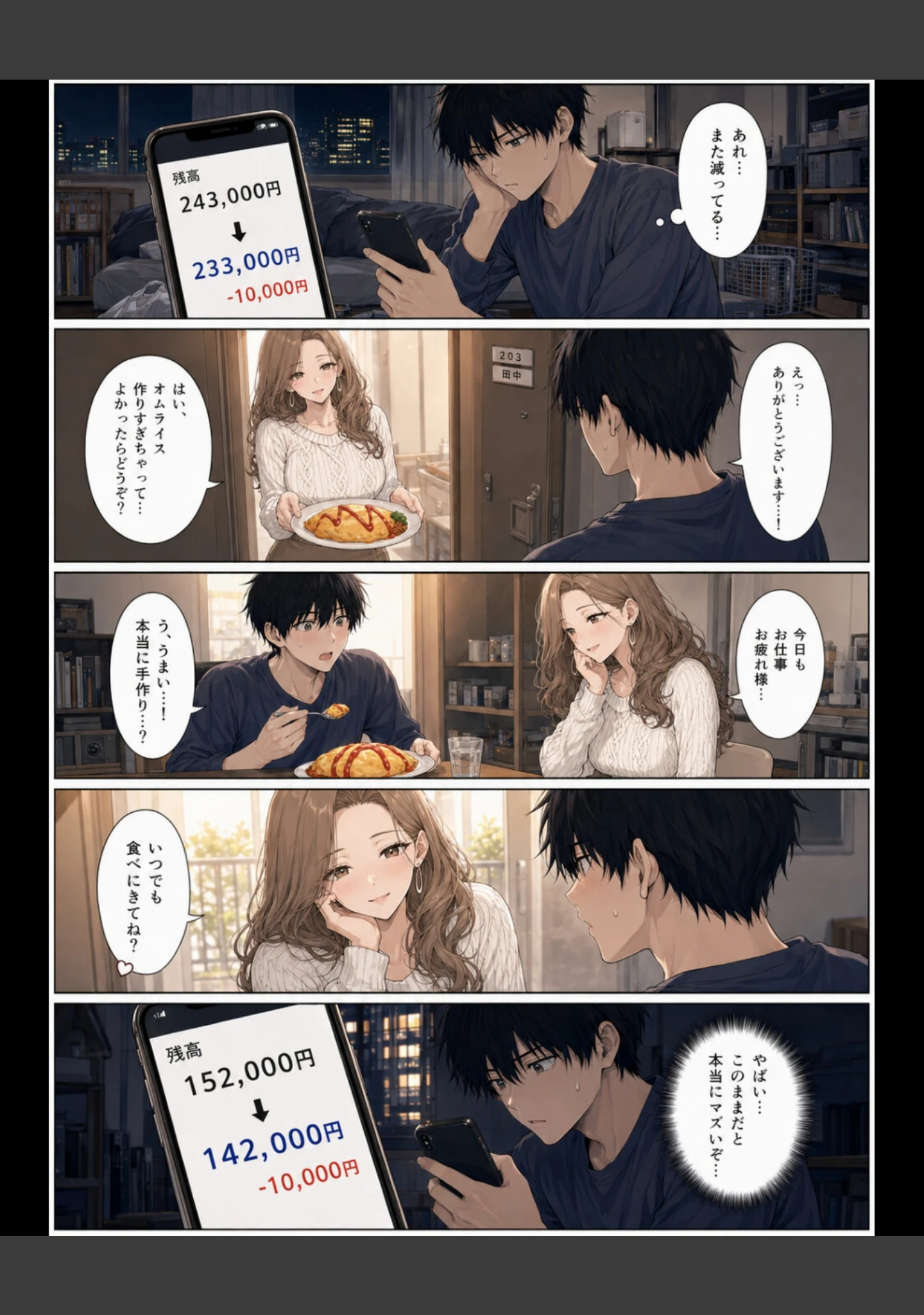 「押すたび、1万円消えるボタン…その度に隣の人妻が誘惑してくる。【白抜き修正版】」（かわいいラボ） 試し読み 11ページ目