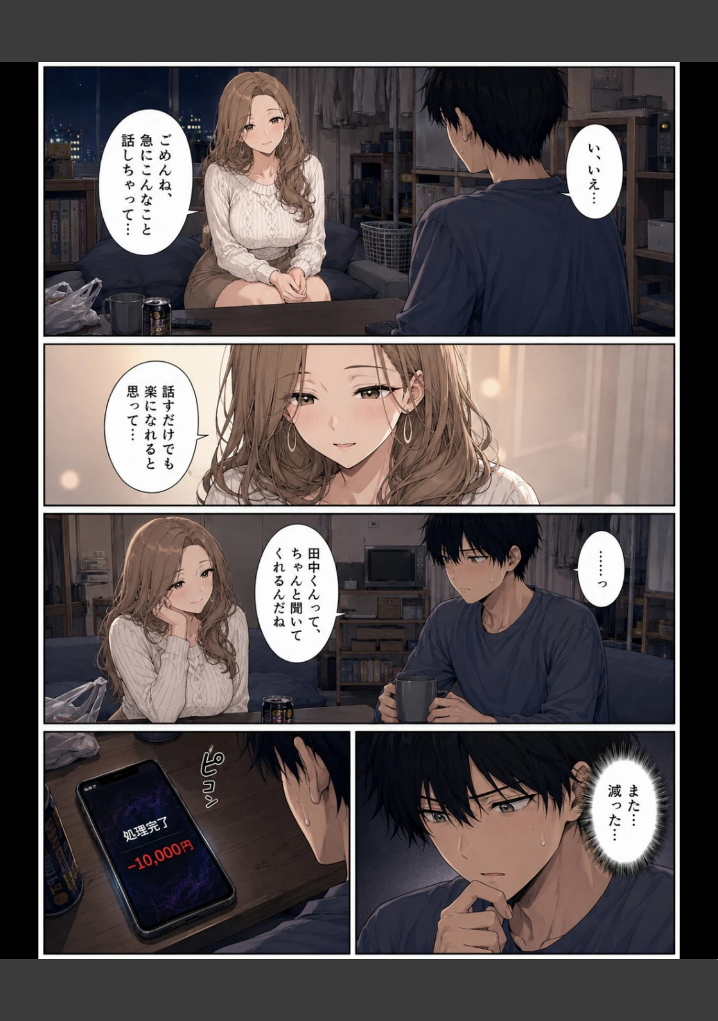 「押すたび、1万円消えるボタン…その度に隣の人妻が誘惑してくる。【白抜き修正版】」（かわいいラボ） 試し読み 13ページ目