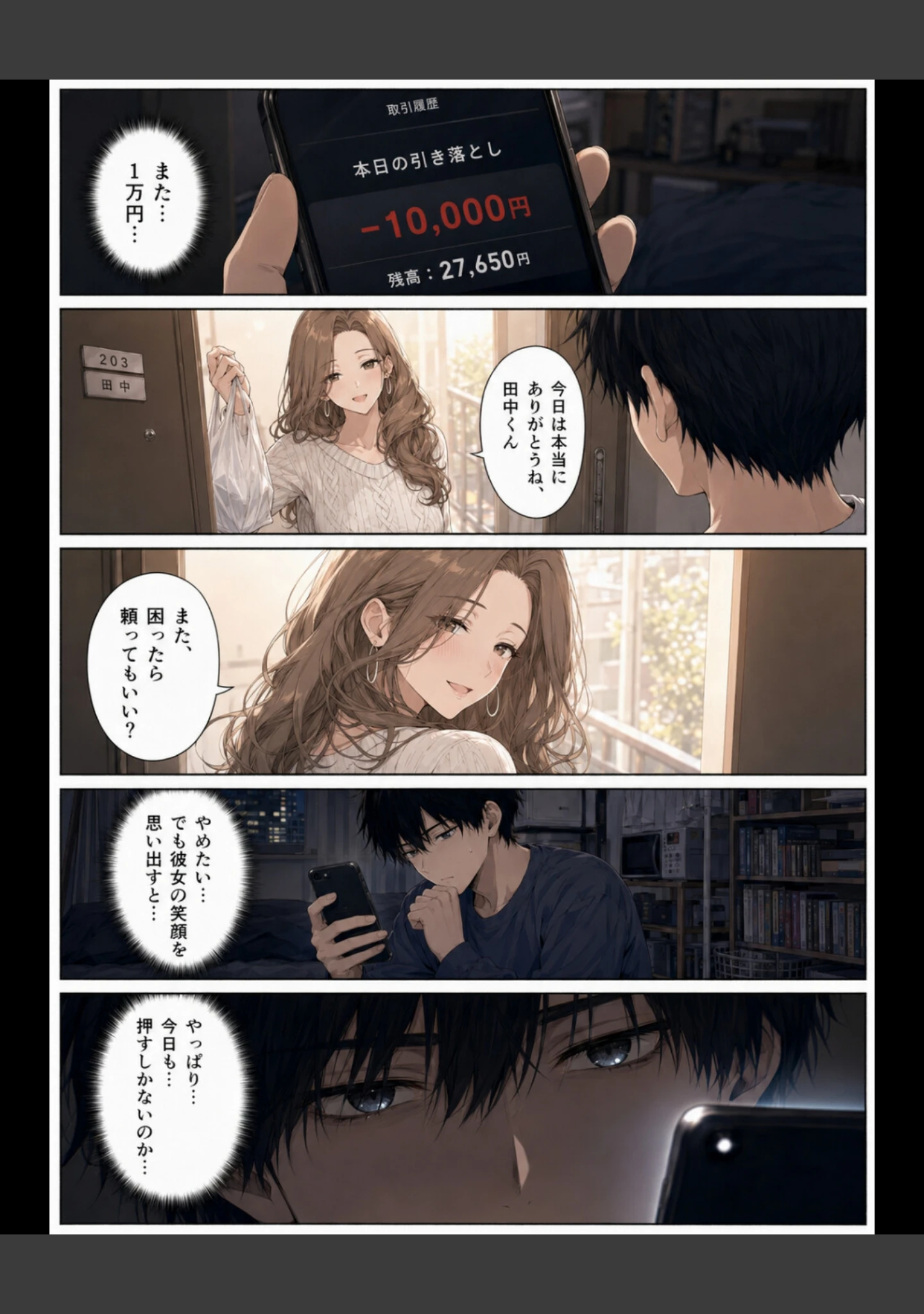 「押すたび、1万円消えるボタン…その度に隣の人妻が誘惑してくる。【白抜き修正版】」（かわいいラボ） 試し読み 14ページ目