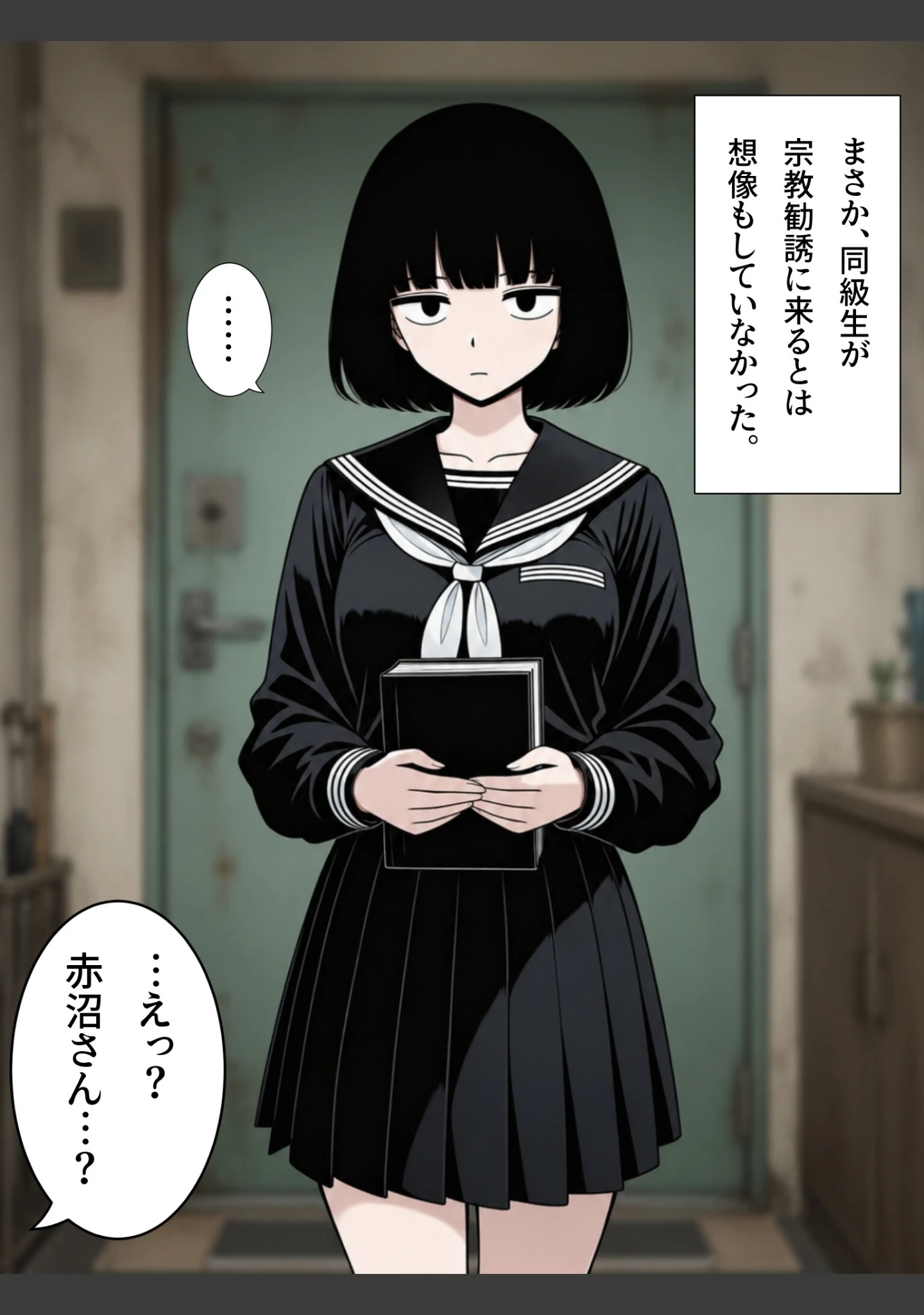 「俺の家に宗教勧誘に来た同級生の無口な女子に無責任中出しして孕ませる。【白抜き修正版】（単話）」（ハラメウメ） 試し読み 2ページ目