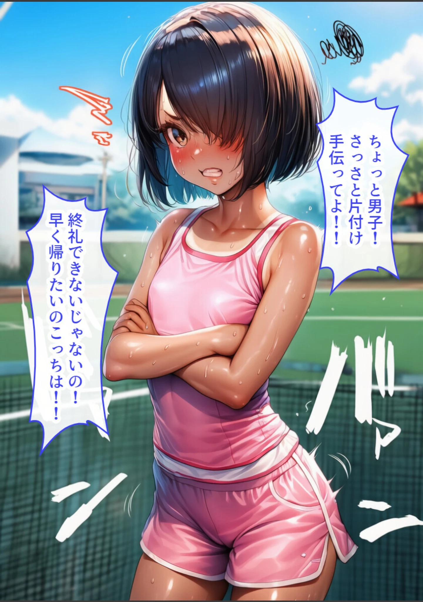 「ボーイッシュ少女は好きな男子を誘惑して学校の屋上でイチャラブ中出しSEX【白抜き修正版】」（黒糖サムライ） 試し読み 2ページ目