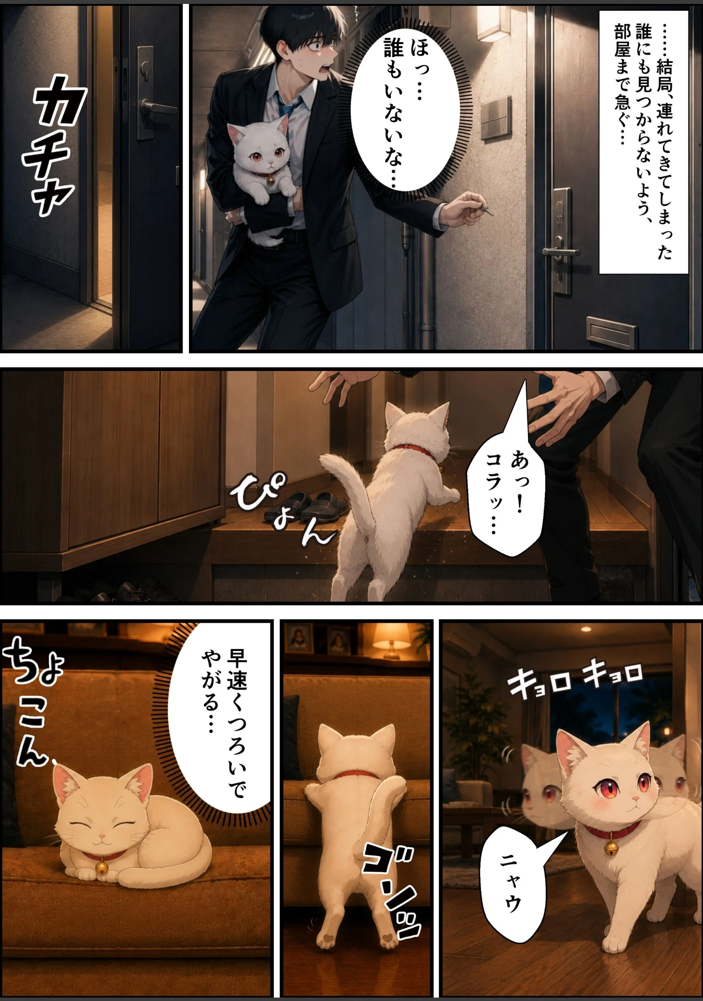 「拾われた猫はご主人様に恩返しがしたい【白抜き修正版】（単話）」（愛罠） 試し読み 4ページ目